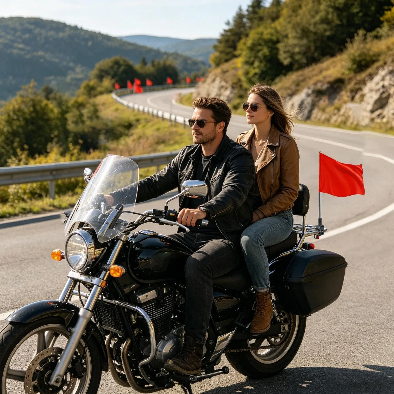 Maszt flagowy na motocykl - Teleskopowy maszt flagowy 1,3 m, stal nierdzewna, regulowany - Uchwyt Na Flagę Do Rowerów Górskich | Motocykl, Outdoor, Rowery Szosowe, Wycieczki, Podróże, Bagaż