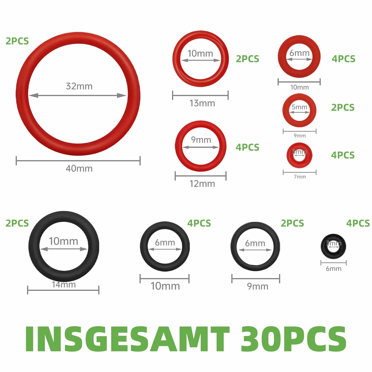 Zestaw 30 silikonowych uszczelek O-Ring do ekspresu ciśnieniowego, kompatybilny z DeLonghi ESAM/ECAM/ETAM – części zamienne do spieniacza mleka