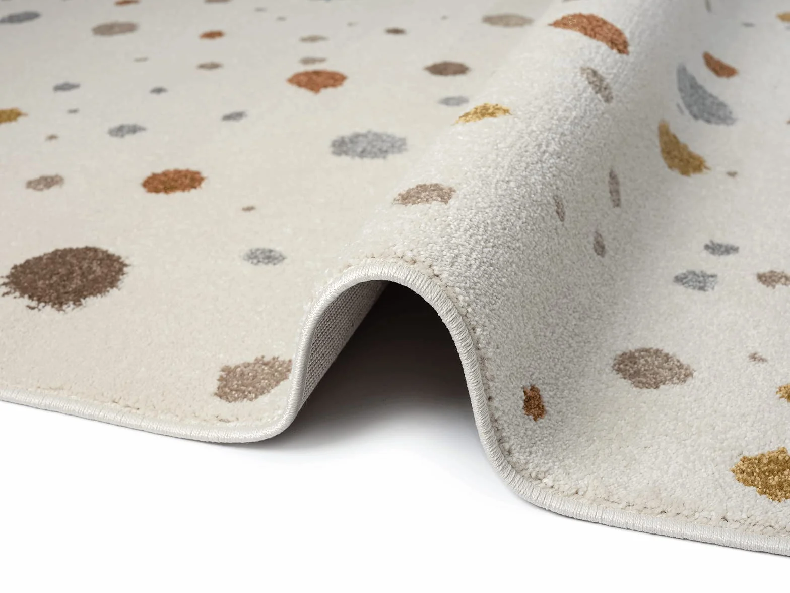 the carpet Beat Kids – Nowoczesny, miękki dywan dziecięcy, miękkie runo, łatwy w pielęgnacji, trwałe kolory, wzór w kropki, kolor kremowy, 160 x 220 cm