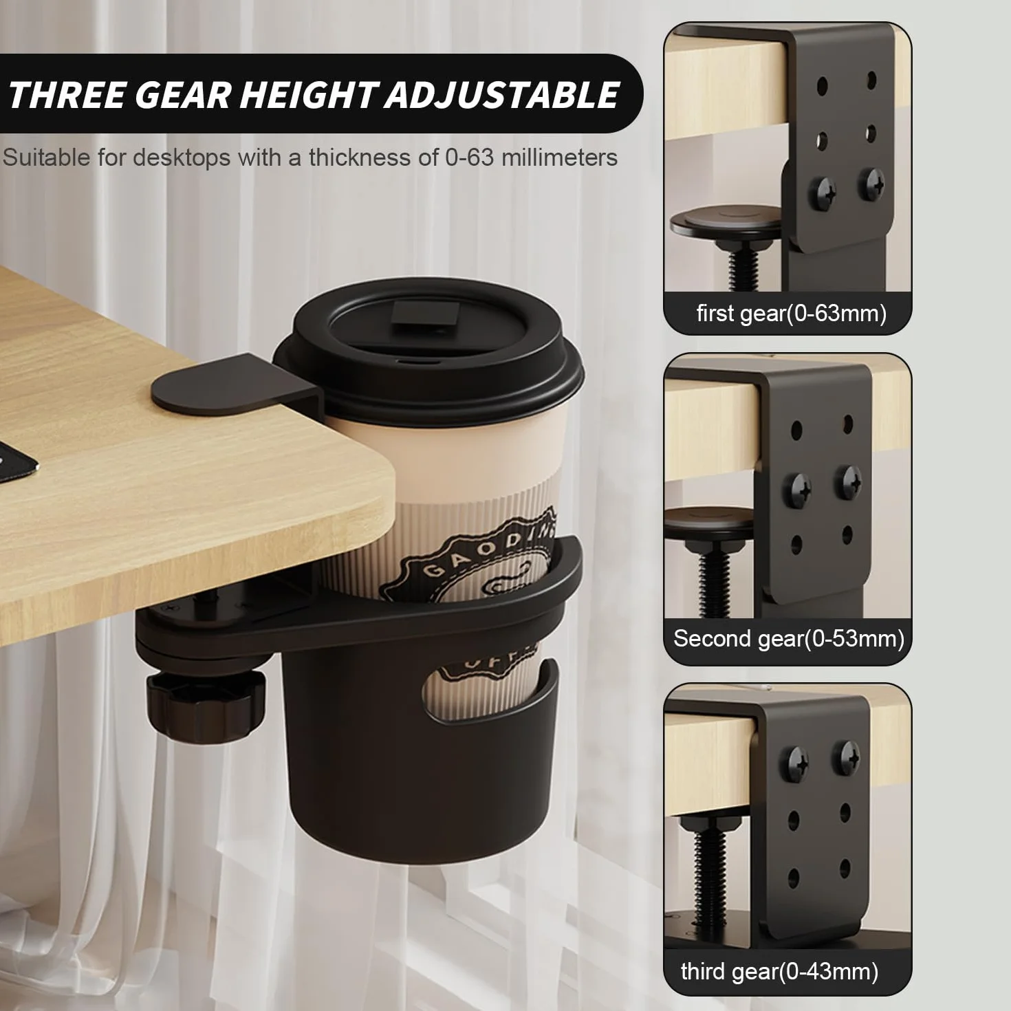 Uchwyt na napoje, biurko, uchwyt na kubek, stół zapobiegający rozlaniu, obracany o 360 stopni, na biurko, regulowany uchwyt na napoje, do domu, biura