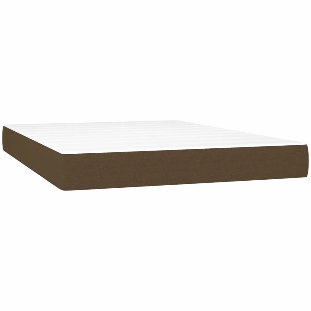 Łóżko kontynentalne z materacem 140 x 200 cm, ciemnobrązowe, materiałowe łóżko tapicerowane z regulowanym zagłówkiem i miejscem do przechowywania, zapewnia komfortowy sen w pokoju