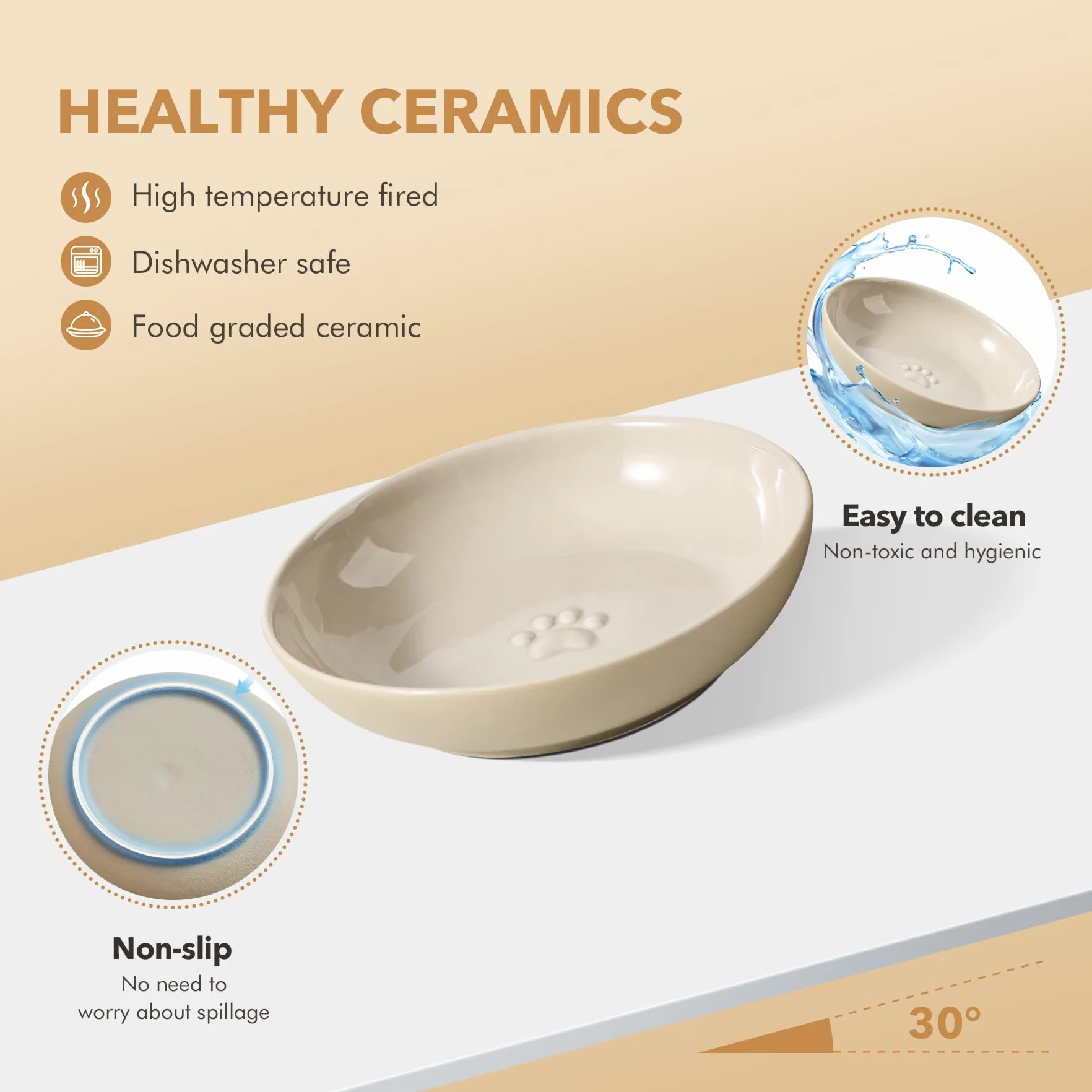 Havniva Ceramiczne naczynia dla kotów o szerokich wąsach, zestaw 3 ceramicznych misek dla kotów, do użytku wewnątrz i na wodę, aby zapobiec zmęczeniu wąsów (3 szt.)