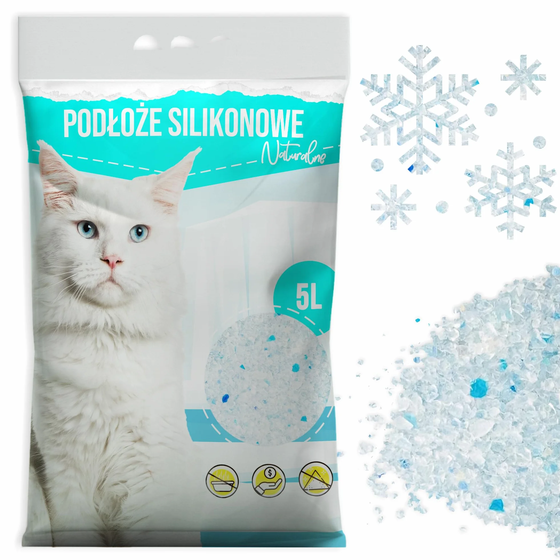 Żwirek Silikonowy dla Kota 5L Extradrobny Naturalny Bezzapachowy Antybakteryjny