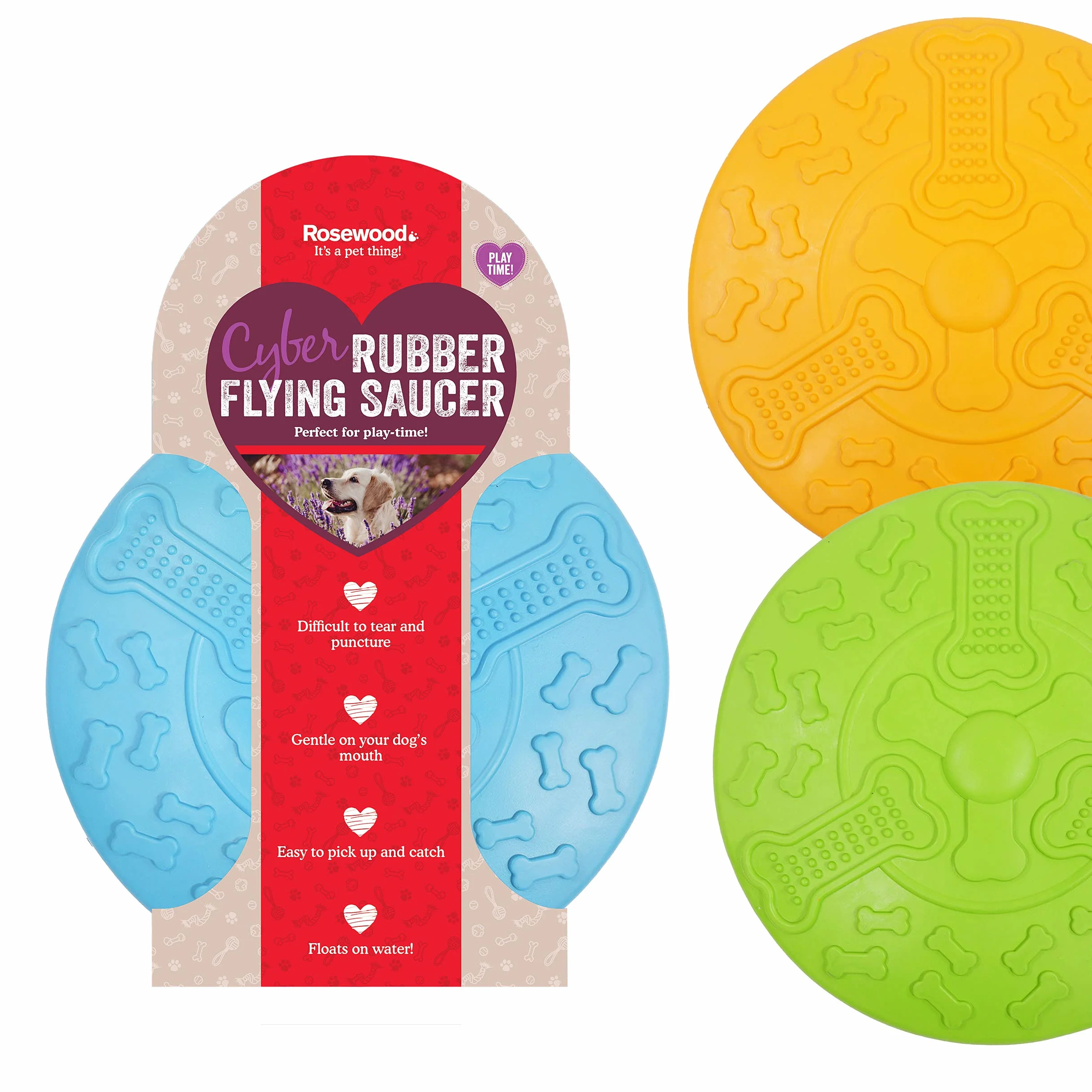 Rosewood Guma, wytrzymała odporna na żucie, latający spodek Frisbee zabawka dla psa, duża, różne kolory