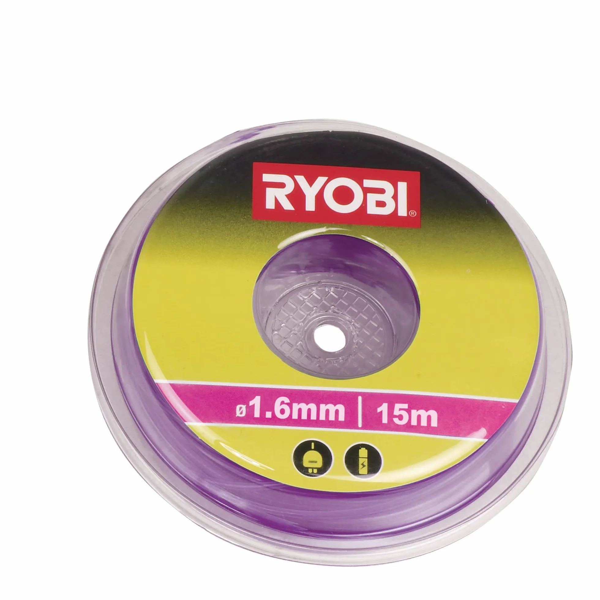 Ryobi Szpula z Żyłką do Podkaszarki, RAC101, Przekrój Okrągły, Grubość 1.6 mm, Długość 15 m, Przeznaczona do Pracy z Wieloma Sieciowymi oraz Akumulatorowymi Podkaszarkami Ryobi, Niebieski