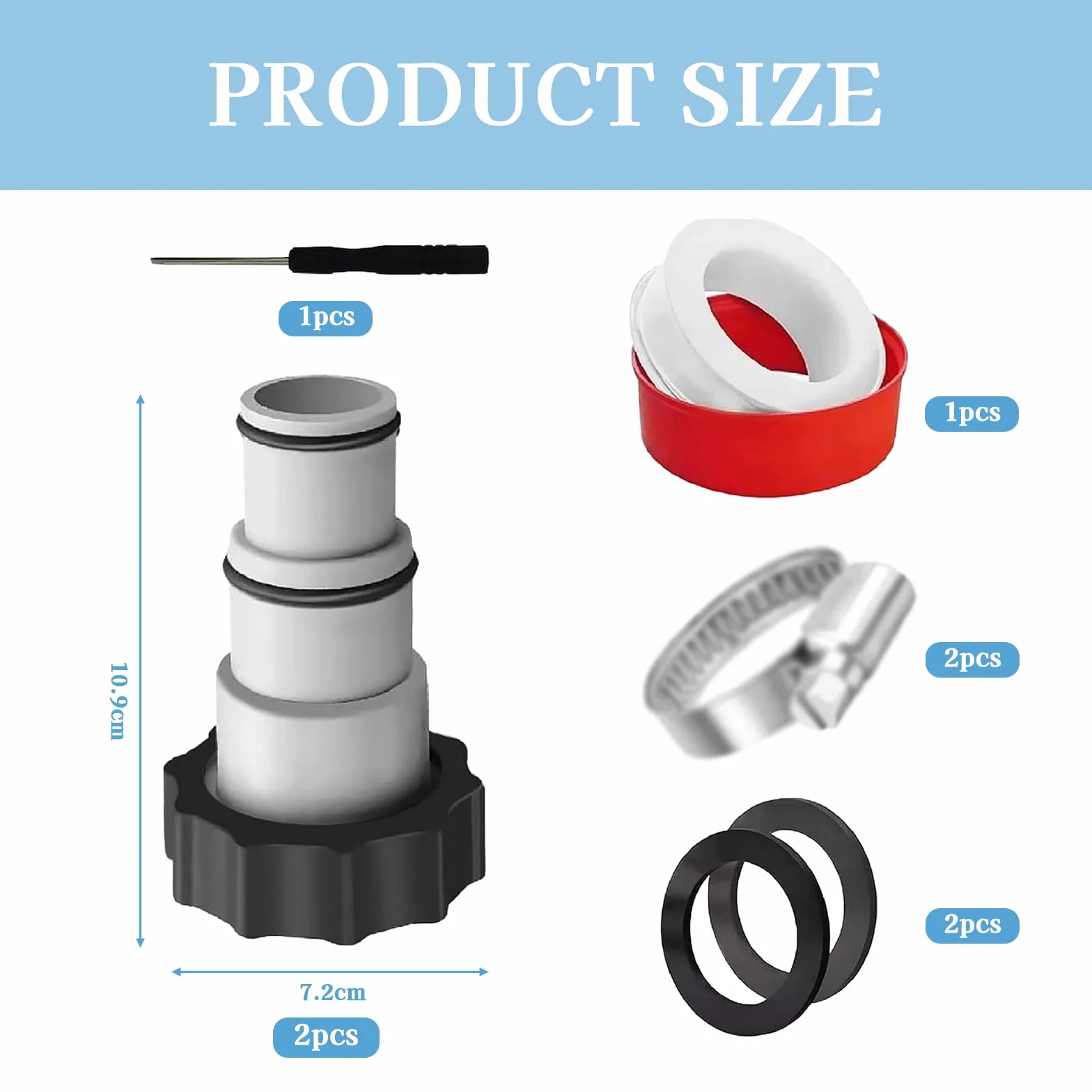 2 adaptery do węża basenowego, adapter do pompy, adapter basenowy, nadają się do bezpośredniego podłączenia węży basenowych od 32 mm do 38 mm, z złączkami montażowymi