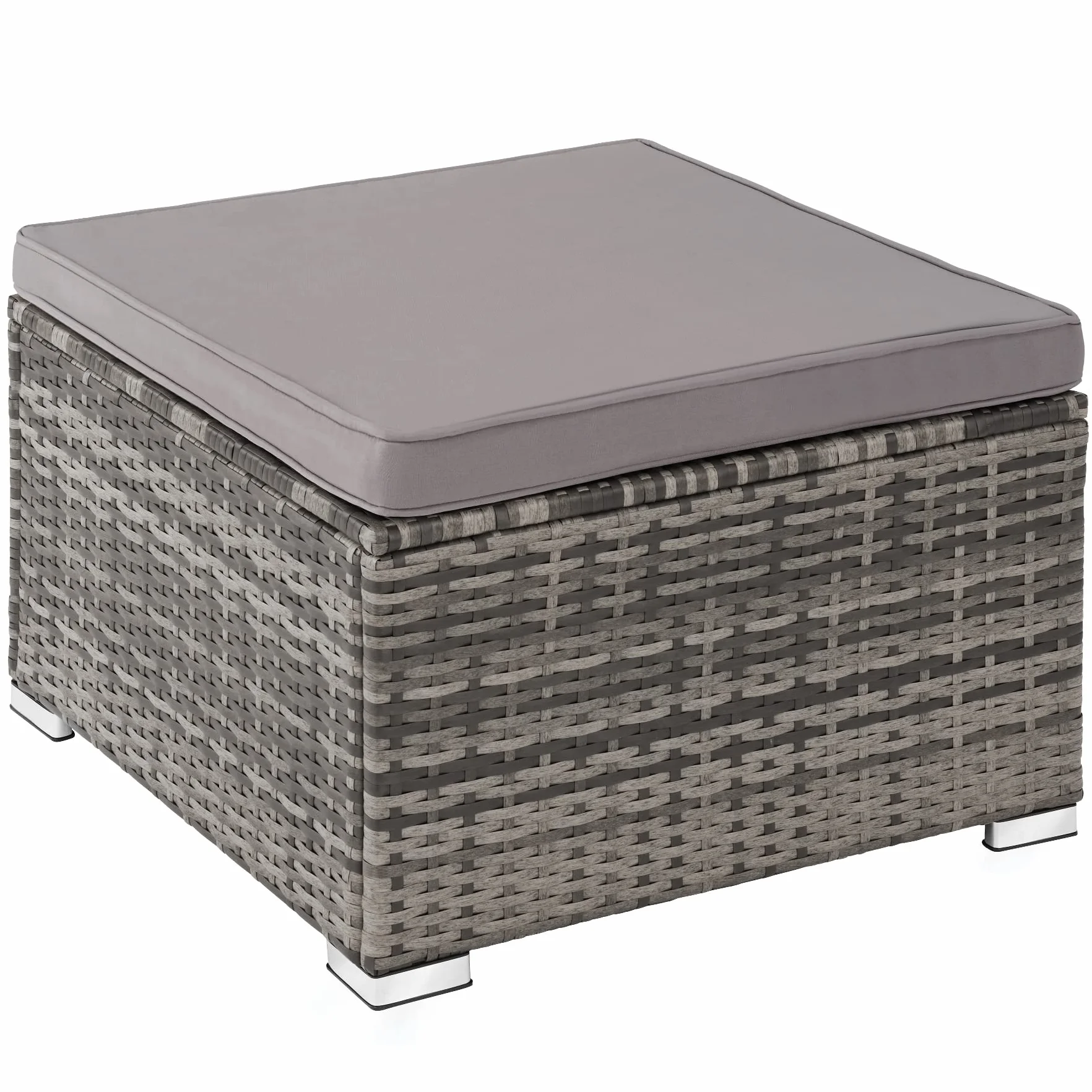 tectake® Zestaw Ogrodowy Rattanowy Lignano, 5 Elementów, UV Odporny Polirattan, Stalowa Konstrukcja, Wodoodporne Pokrowce, Stół ze Szkłem, Na Balkon i do Ogrodu, dla 3-4 Osób (szary)