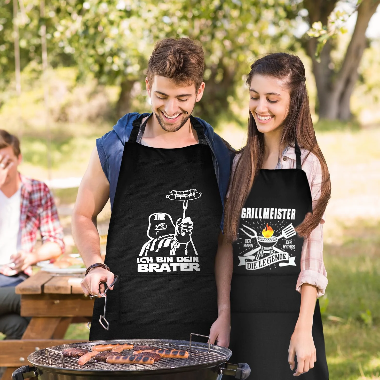 GOTRUST Fartuch do grillowania, męski, wodoszczelny, regulowany, z podwójną kieszenią, prezent dla szefa kuchni, męża, na Dzień Ojca, 60.5*87.5 cm