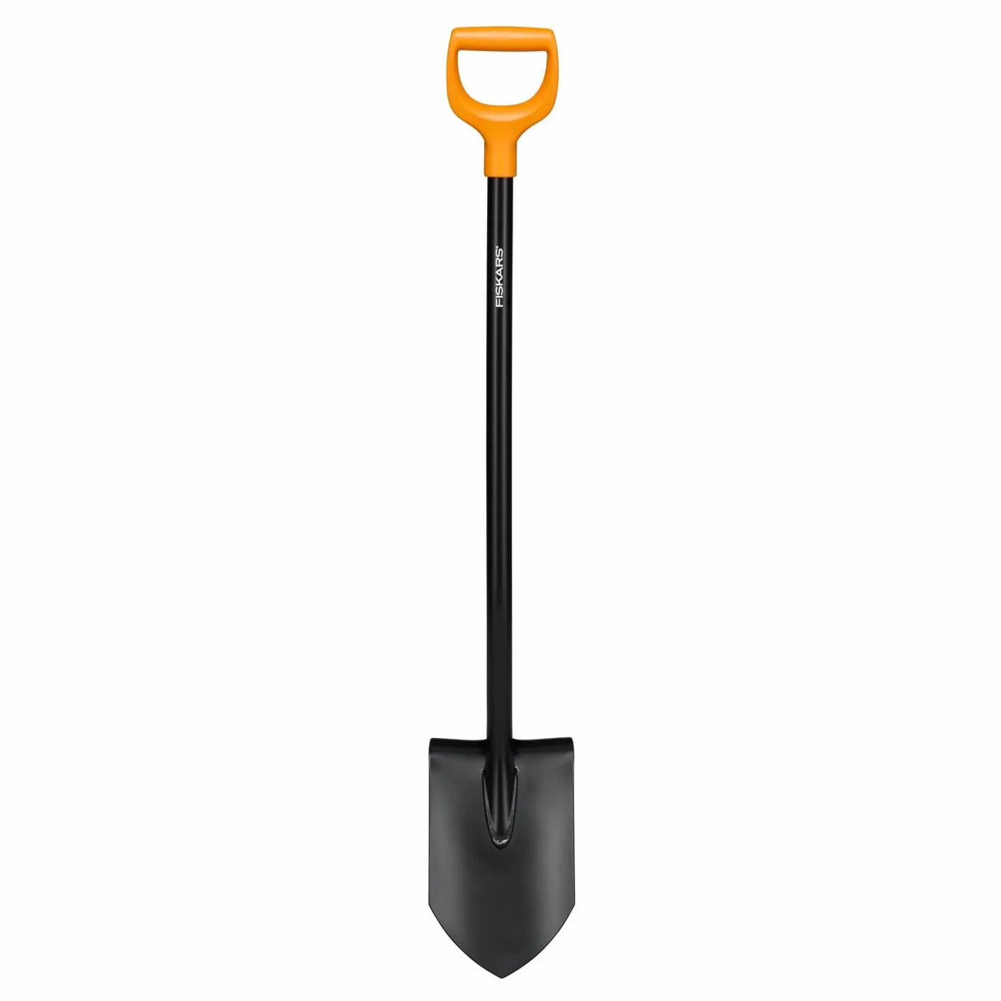 Fiskars Szpadel ogrodowy do ogólnych prac związanych z kopaniem i cięciem torfu lub korzeni, szpiczasty, długość: 116 cm, głowica i trzonek wykonane z metalu/plastikowy uchwyt, Solid, 1066716
