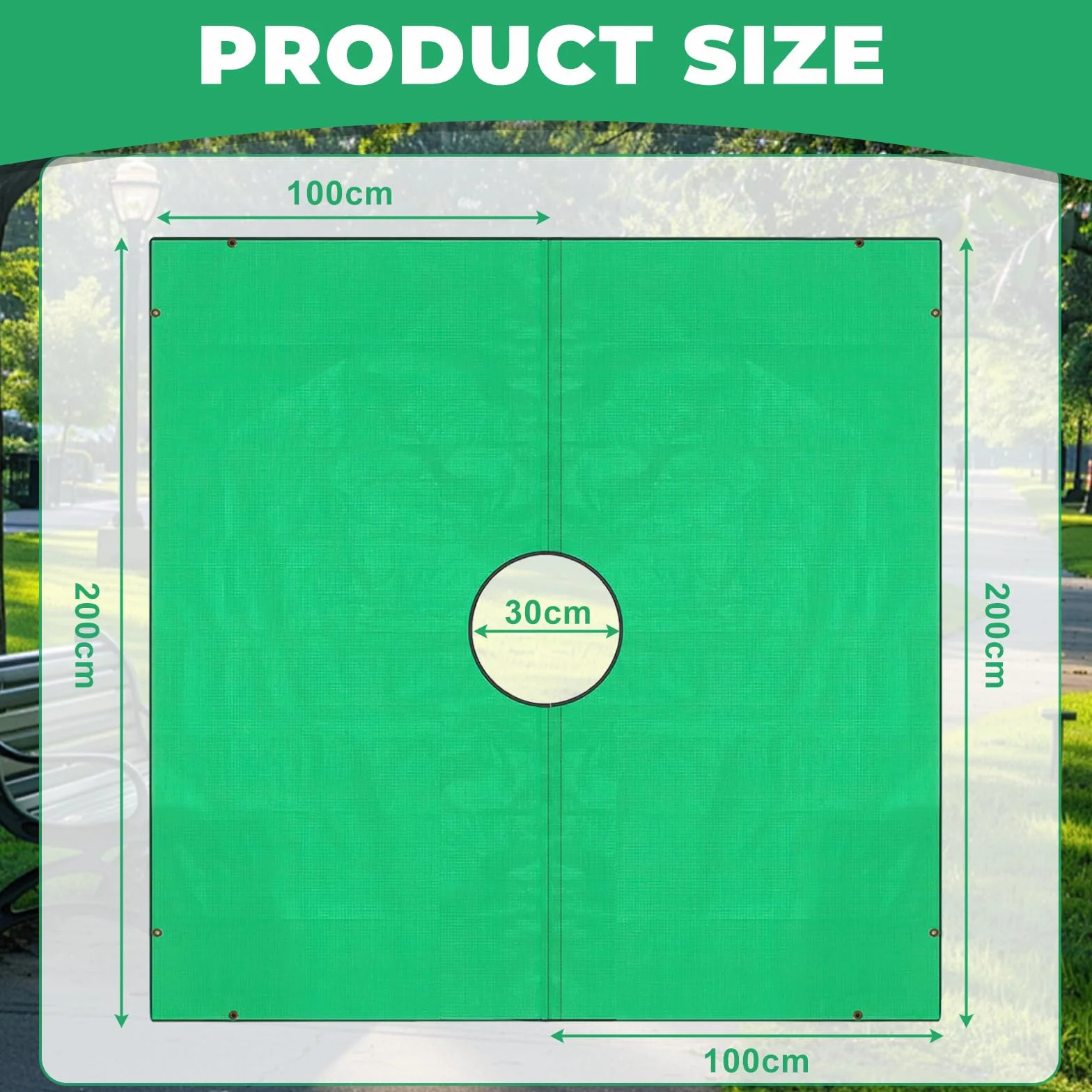 Plandeka do przycinania drzew 200x200 cm z wodoodpornym otworem 30 cm do łatwego mocowania wokół krzewów i drzew