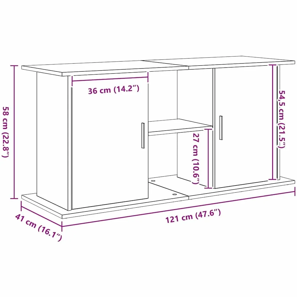 vidaXL Szafka pod akwarium czarny dąb 121x41x58 cm
