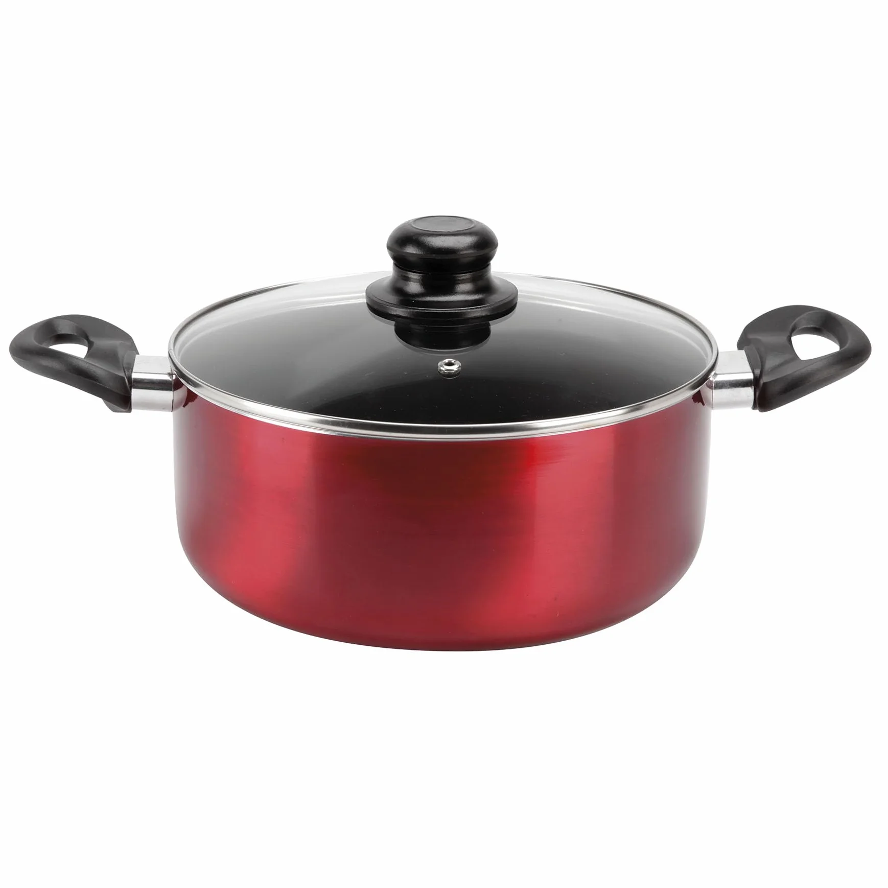 Sitram 712390 Rondel aluminiowy CHERRY Ø 24 cm - powłoka nieprzywierająca - kolor metaliczny czerwony - szklana pokrywa pary w zestawie - wszystkie palniki, w tym indukcyjne
