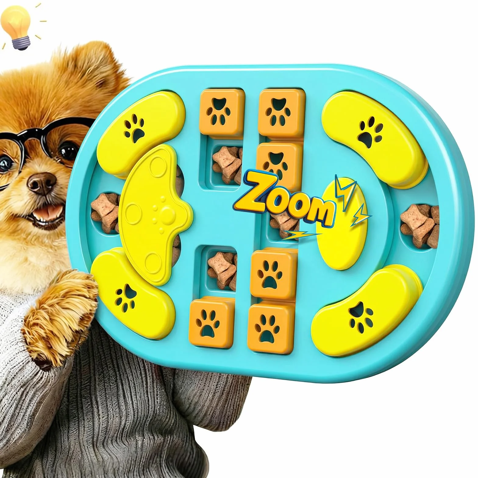 Miska z powolnym podajnikiem do puzzli dla psa, interaktywna zabawka IQ, stymulacja mózgu, piszcząca dla szczeniaków