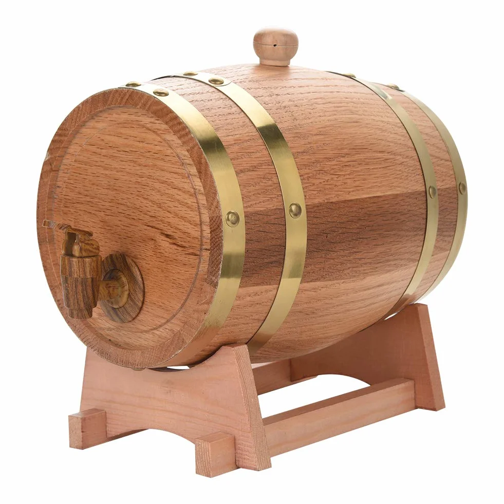 Dozownik beczek na wino w stylu vintage, z drewna dębowego, pojemność 3 l, nadaje się do whisky, bourbona, tequili