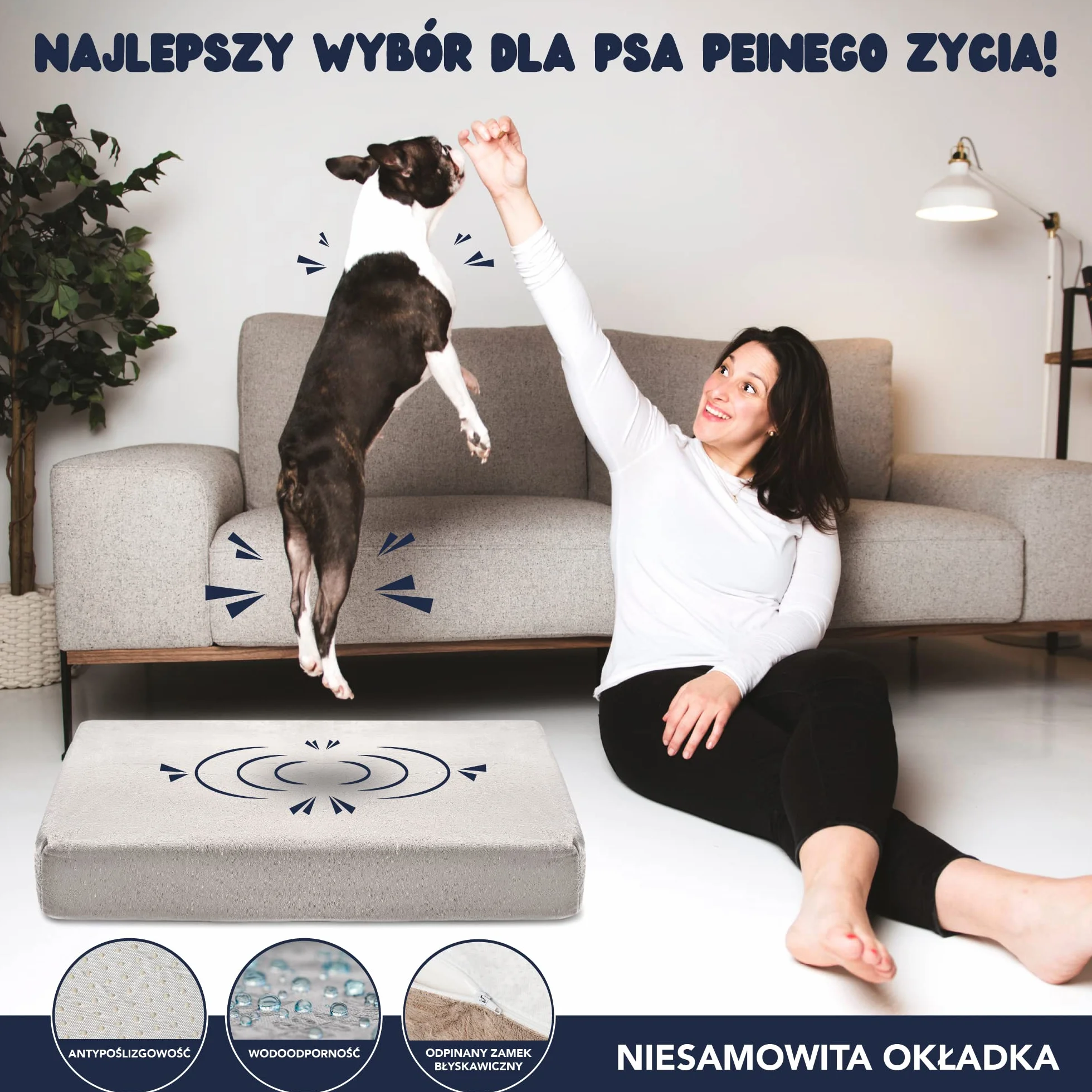 Legowisko dla dużych psów – XL – ortopedyczna poduszka dla psów – zdejmowana poszewka, nadaje się do prania, 110 x 70 x 9 cm