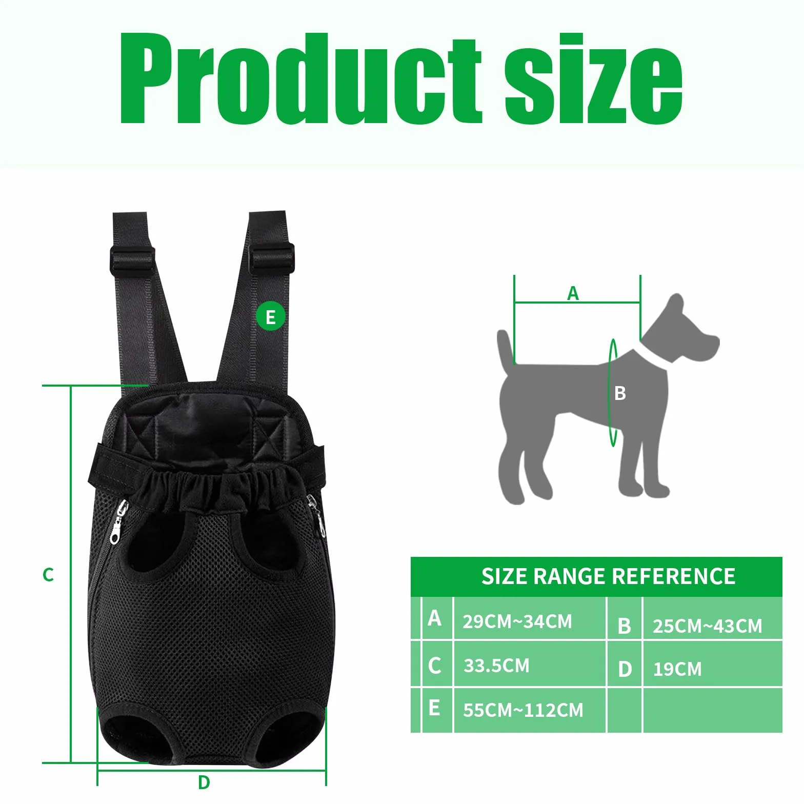 Torba transportowa dla psa oddychająca płócienna z otworami do mocowania kończyn 2,5-3,5 kg czarna