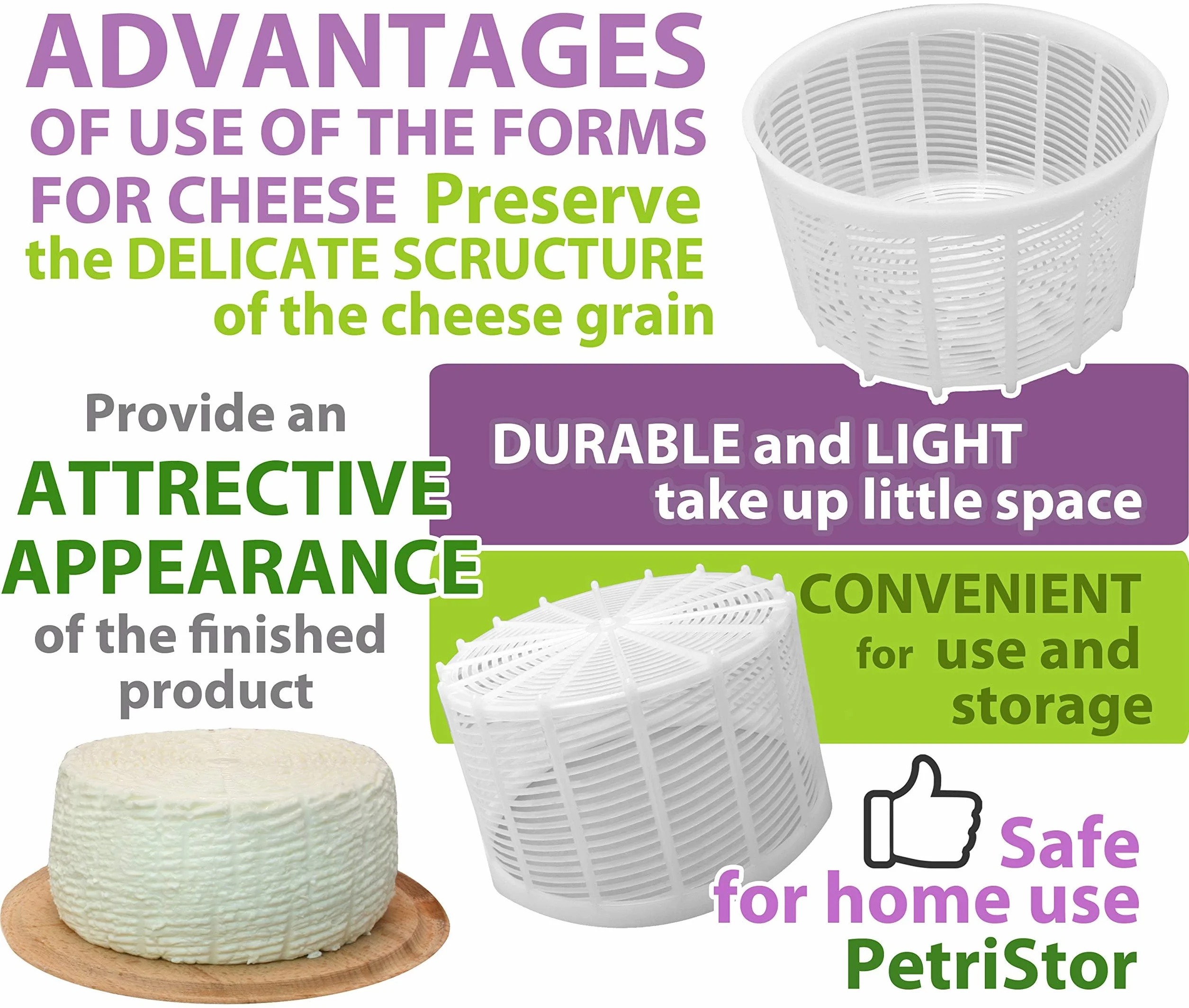 Soft Cheese Mold for Cheese Making 1.25QT - Small Cheese Mold - Homemade Cheese Making Supplies - Cream Form - Molde Para Queso Fresco Casero - Feta Ricotta Basket