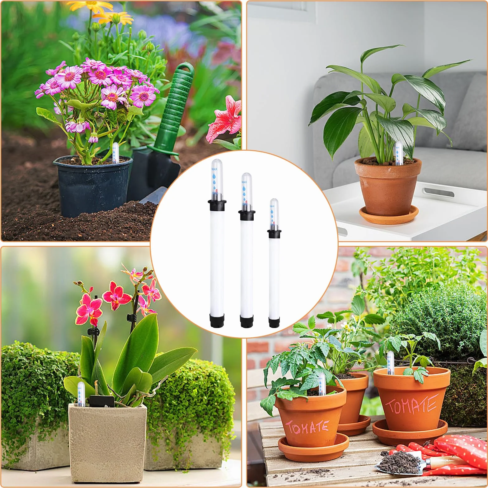 GROOFOO Premium zestaw 12 mierników wilgotności roślin – wskaźnik podlewania 22,8 cm (6 ×) i 20 cm (4 ×) i 16,5 cm (2 ×) do roślin pokojowych i ogrodowych