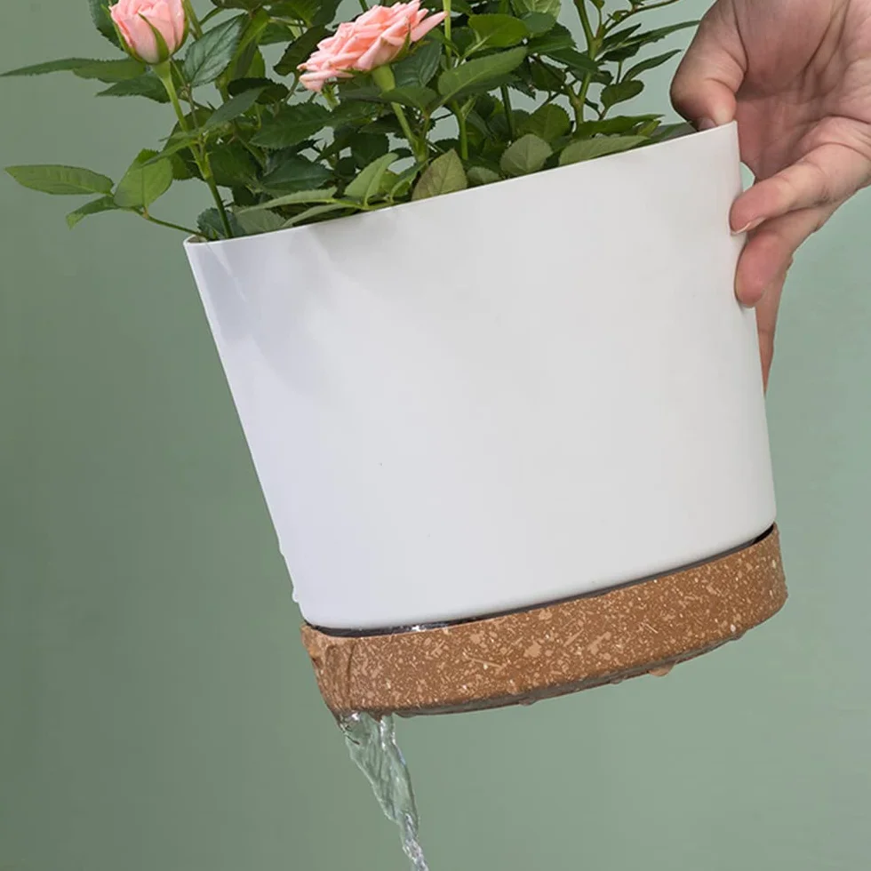 ZMTECH Doniczki na rośliny, 25 cm, nowoczesne doniczki z otworami drenażowymi i odłączanym spodkiem, plastikowe doniczki na rośliny do domu, ogrodu, parapet, zestaw 3 szt., białe