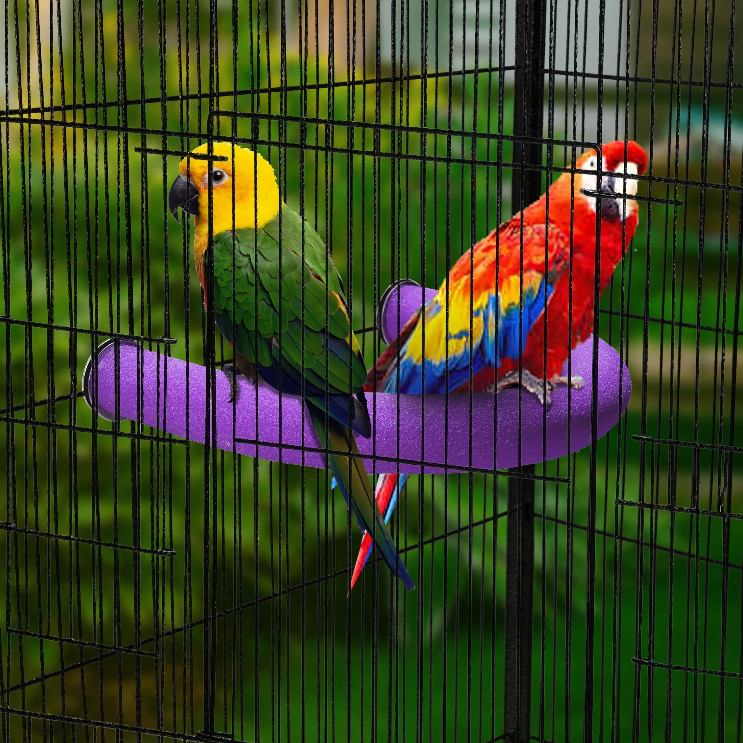 U kształt papugi stojak zabawka ptak platforma piasek łapa szlifowanie czysty kij ćwiczenia Conure Budgie Cockatiel klatka akcesoria (fioletowy)
