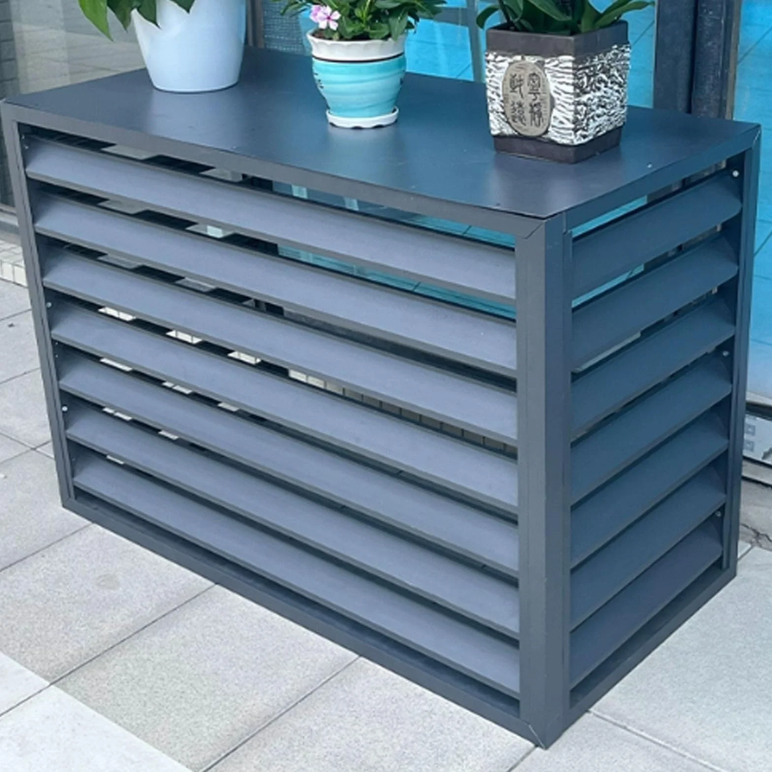 Heat covers for radiator, air conditioning decorative outlet, for Outside Units, Aluminum air Conditioner and Heat Pump Cover, Applicable to outdoor unit (Color : Gray flat)