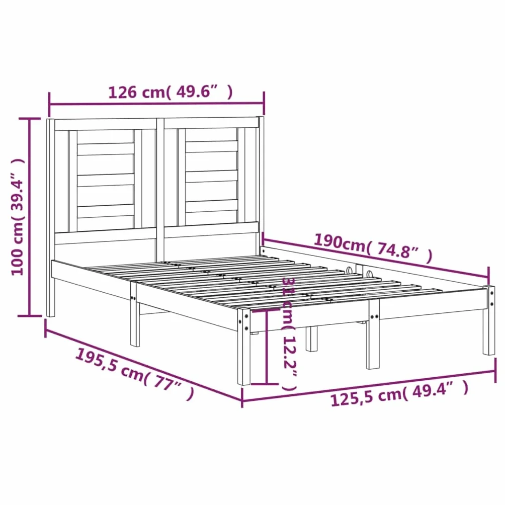 lite drewno sosnowe nowoczesny wystrój sypialni podwójna Brąz 120x190 cm | Rama łóżka lite drewno 120x190 cm podwójna z zagłówkiem do sypialni