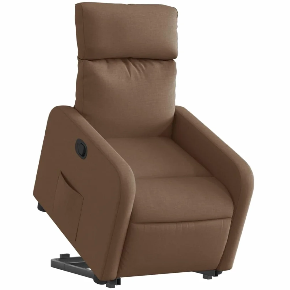 Fotel relaksacyjny z funkcją wspomagania wstawania, brązowy, tapicerka, ergonomiczna regulacja, z podnóżkiem i podłokietnikiem, do salonu, sypialni, biura, relaksu podczas czytania i