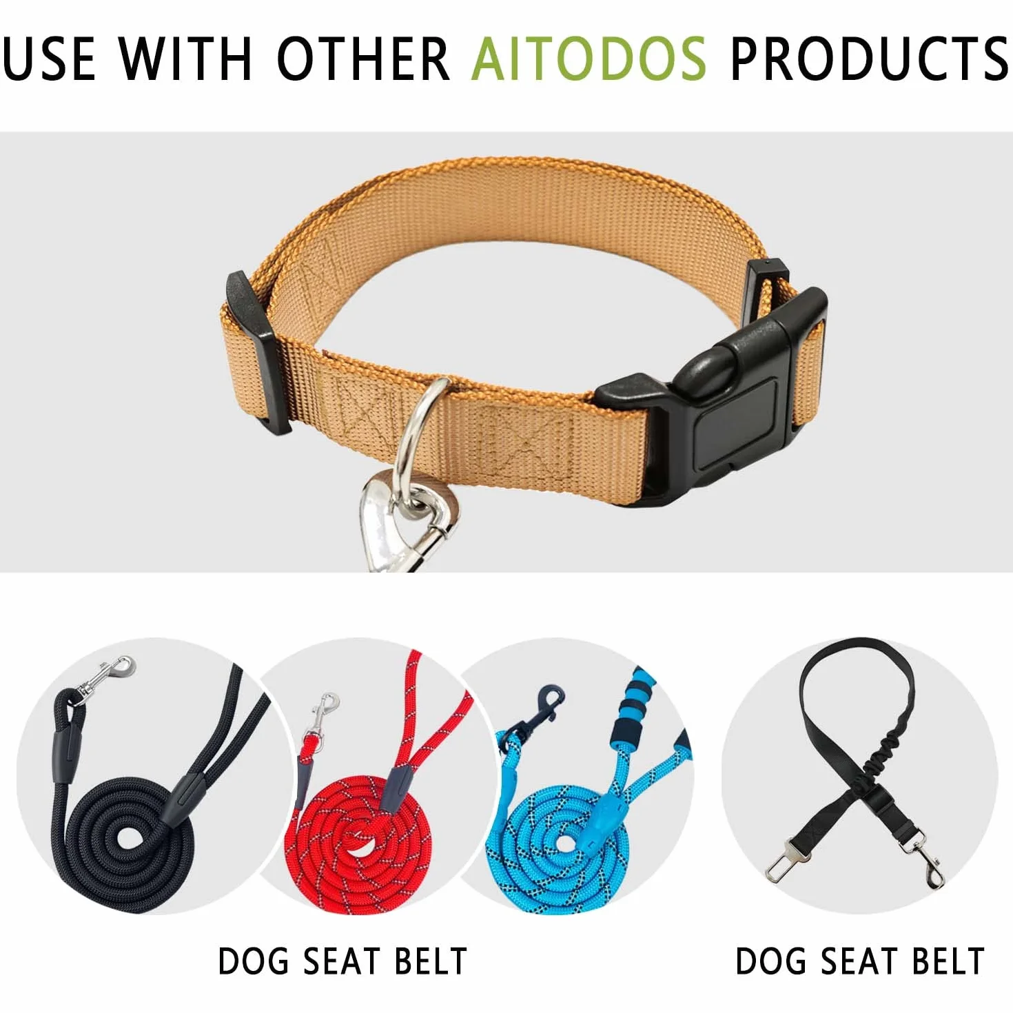 AiTodos® Brązowa Nylonowa Obroża, Szerokość: 2,5 cm, Oddychająca i Regulowana Obroża Dla Psa, Zalecany Obwód Szyi: 35-54 cm, Artykuły Dla Zwierząt Zapobiegające Gryzieniu