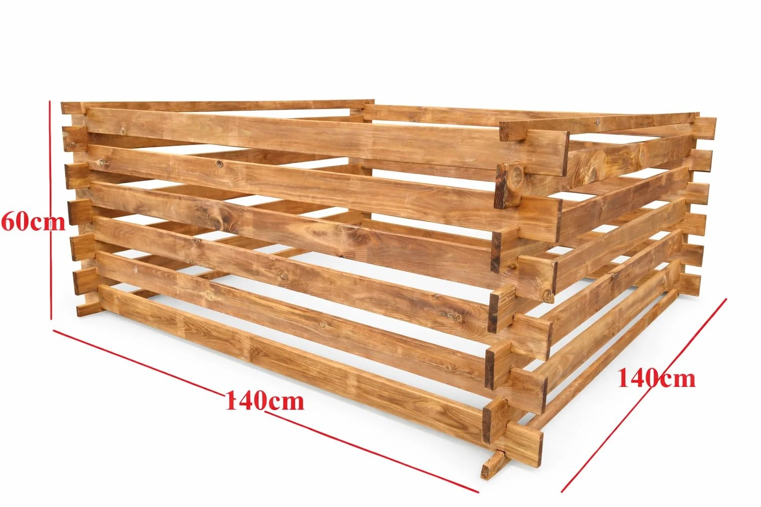 Pojemnik na Kompost Drewniany – Kompostownik Ogrodowy 140 × 140 × 60 cm – Drewno Impregnowane