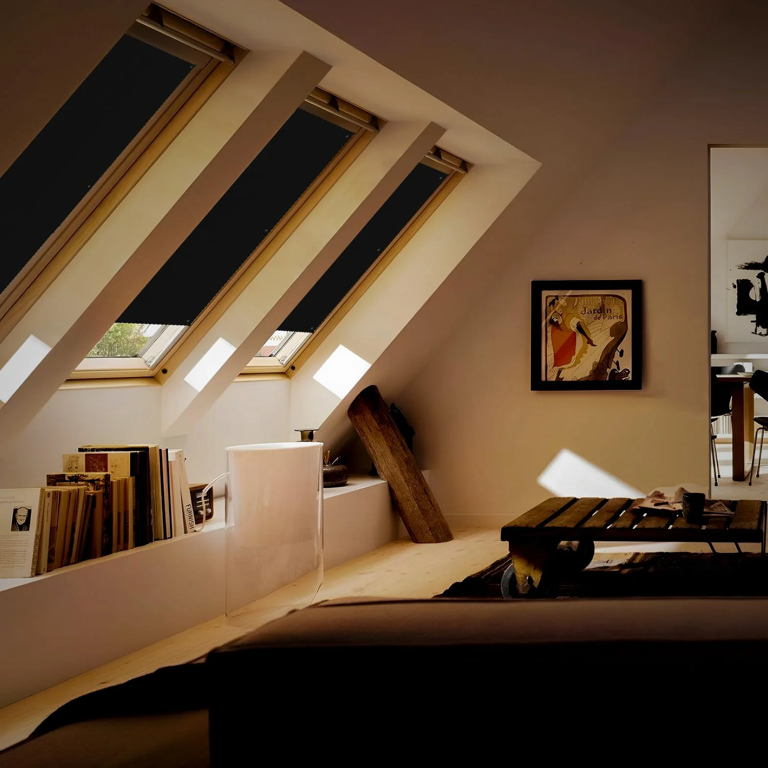Roleta zaciemniająca na okno dachowe, zaciemniająca, bez wiercenia, do biura/gabinetu, (VELUX kompatybilna, MK06 – 60 x 98 cm)