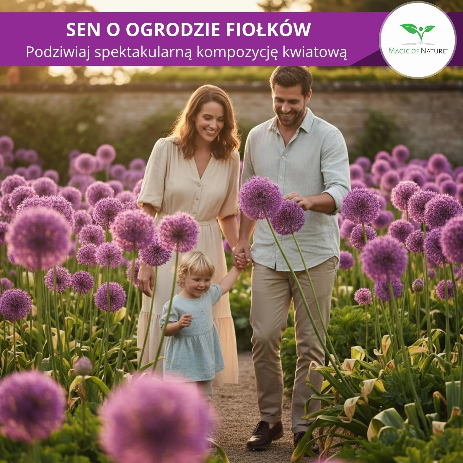 Magic of Nature Czosnek Olbrzymi Nasiona (30 szt.) Allium giganteum, mrozoodporny i wieloletni - Fioletowe kwiaty do 150cm do Twojego ogrodu