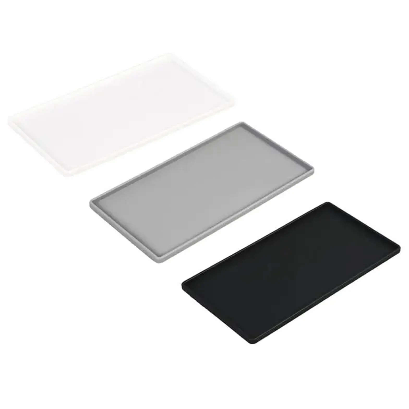 Duża drewniana taca, silikonowy uchwyt na przybory do kawy, wielokolorowy, 200 x 110 x 6,2 mm (ciemnoszary) - idealny do serwowania herbaty i kawy, stylowe akcesoria kuchenne