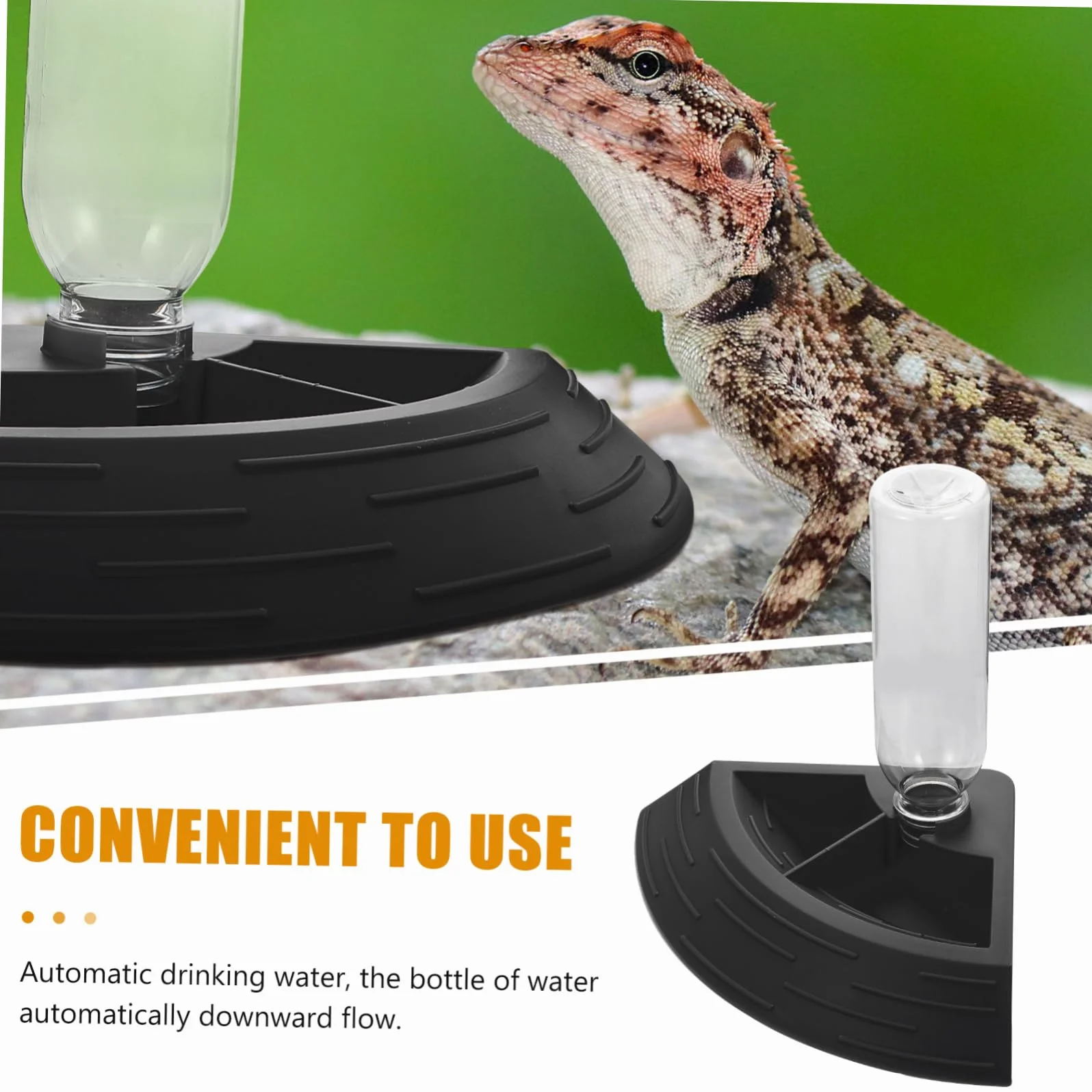 Happyyami Crawling Pet Water Dispenser dla Jaszczurek z Podstawą Łatwy Czyszczeniu Stabilny