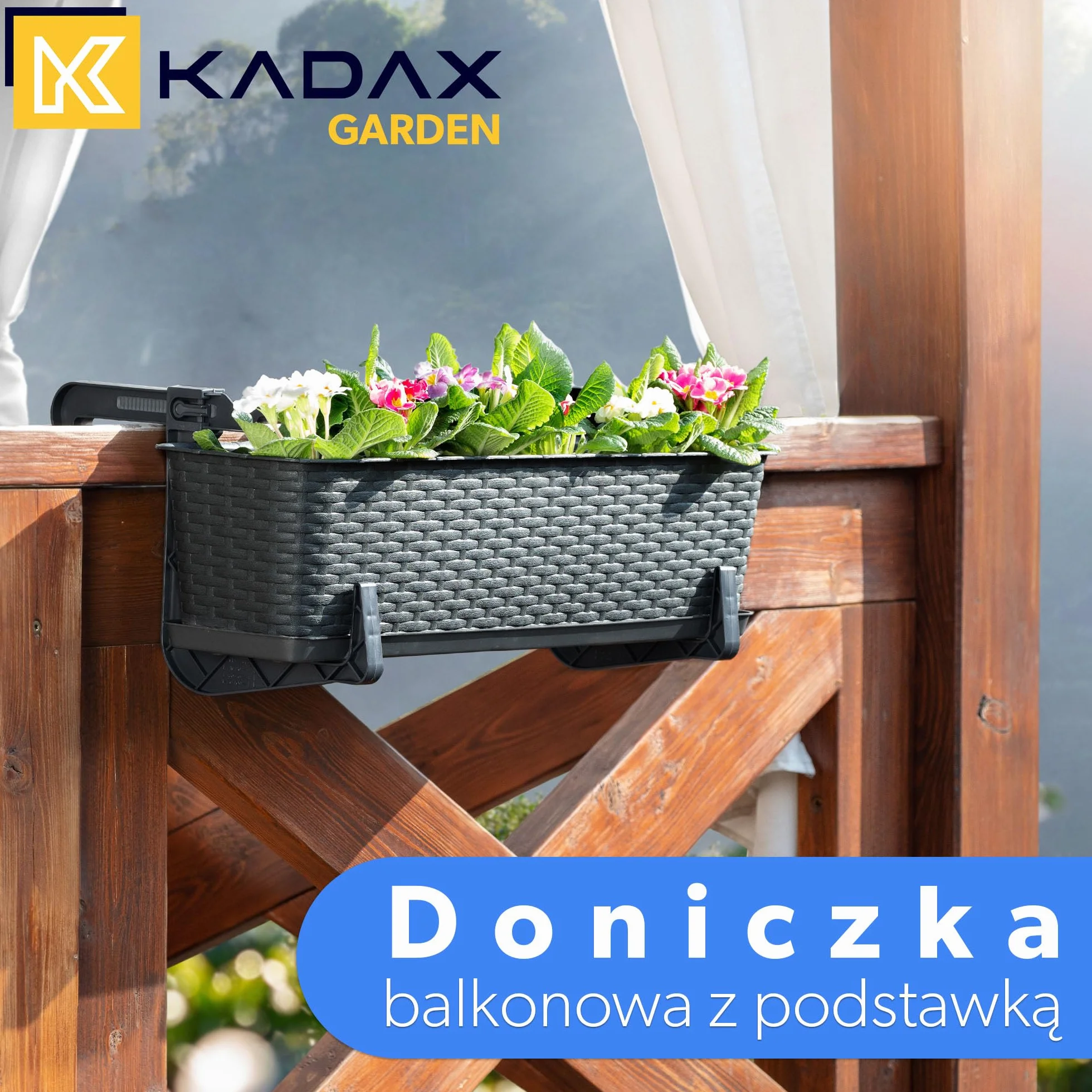 KADAX Zestaw 4 szt. Skrzynki balkonowe 60 cm, antracyt, na balkon i do ogrodu, są odporne na warunki atmosferyczne i mają stabilną konstrukcję.