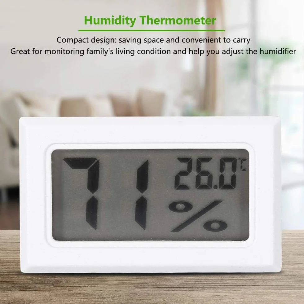 Termometr do pomiaru wiotności z cyfrowym wyświetlaczem LCD, precyzyjnym elektrycznym termometrem higrometrycznym, miernikiem temperatury i wiotności w domu, 10% ~ 99% wiotności (biały)