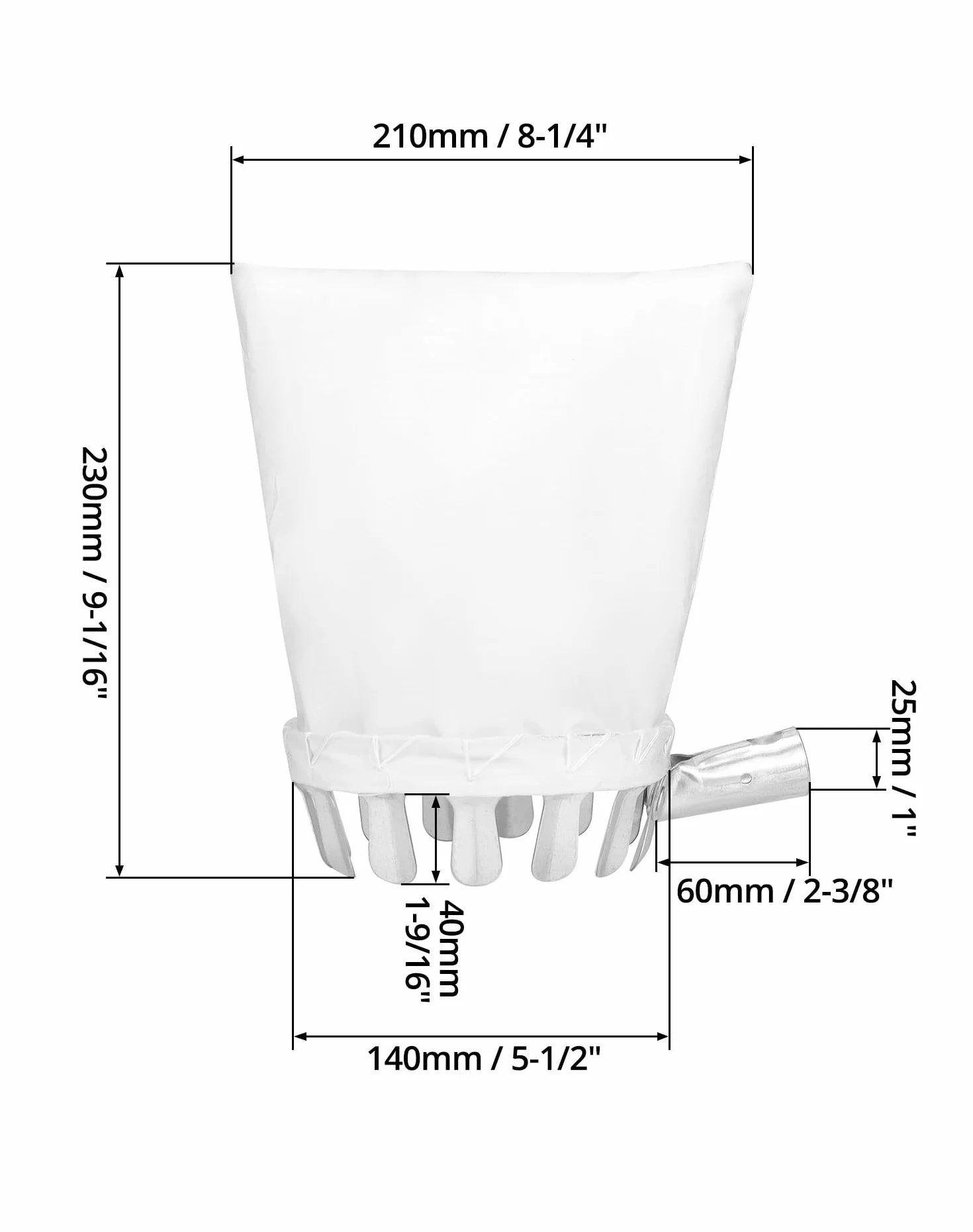 QWORK® Metalowy zbierak do owoców zbieracz do jabłek zbieracz do wiśni z bawełnianą torbą - Ø14cm