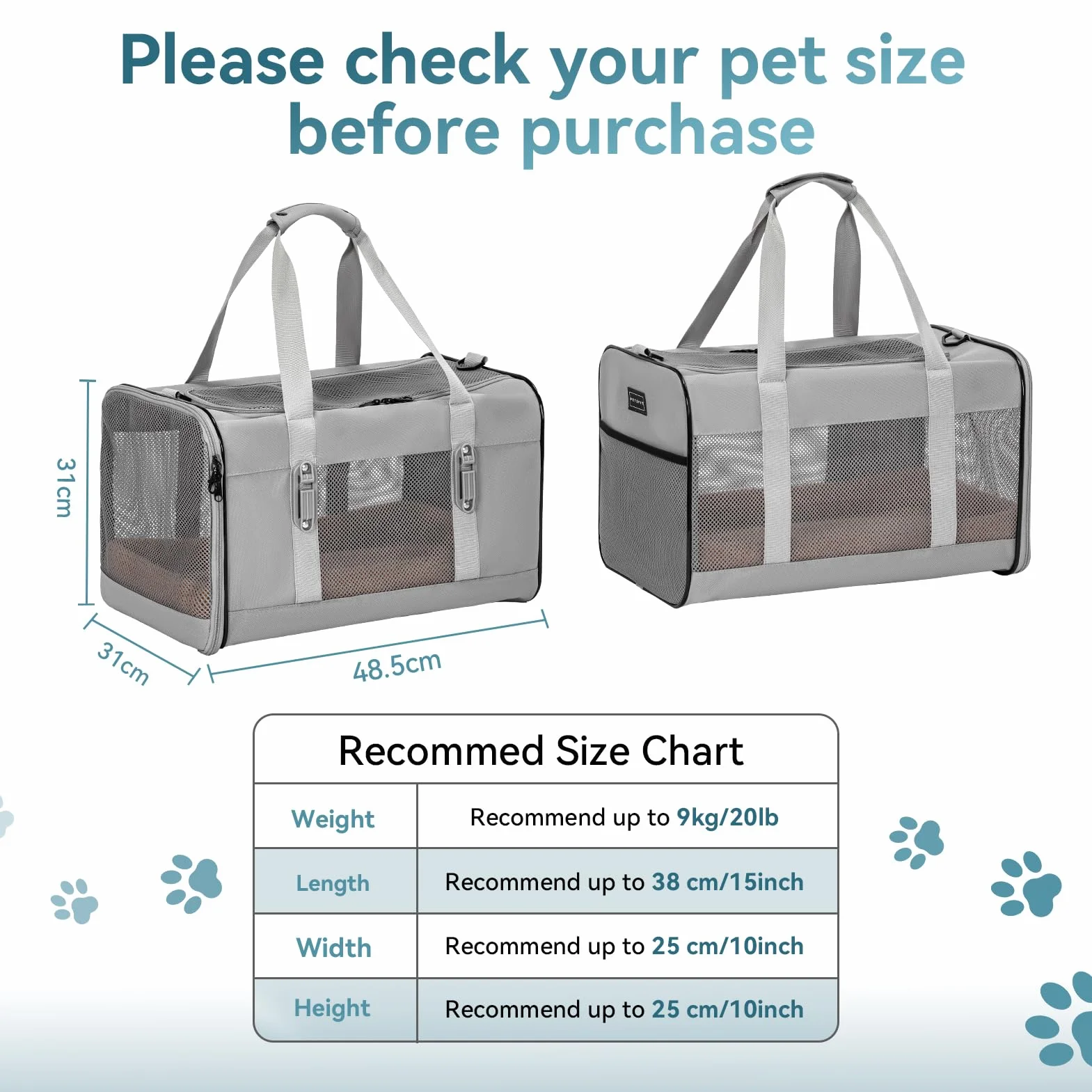 PETSFIT Bagażnik samochodowy dla kota nosidełko podróżne dla psa z opatentowaną klamrą miękką wyściółką