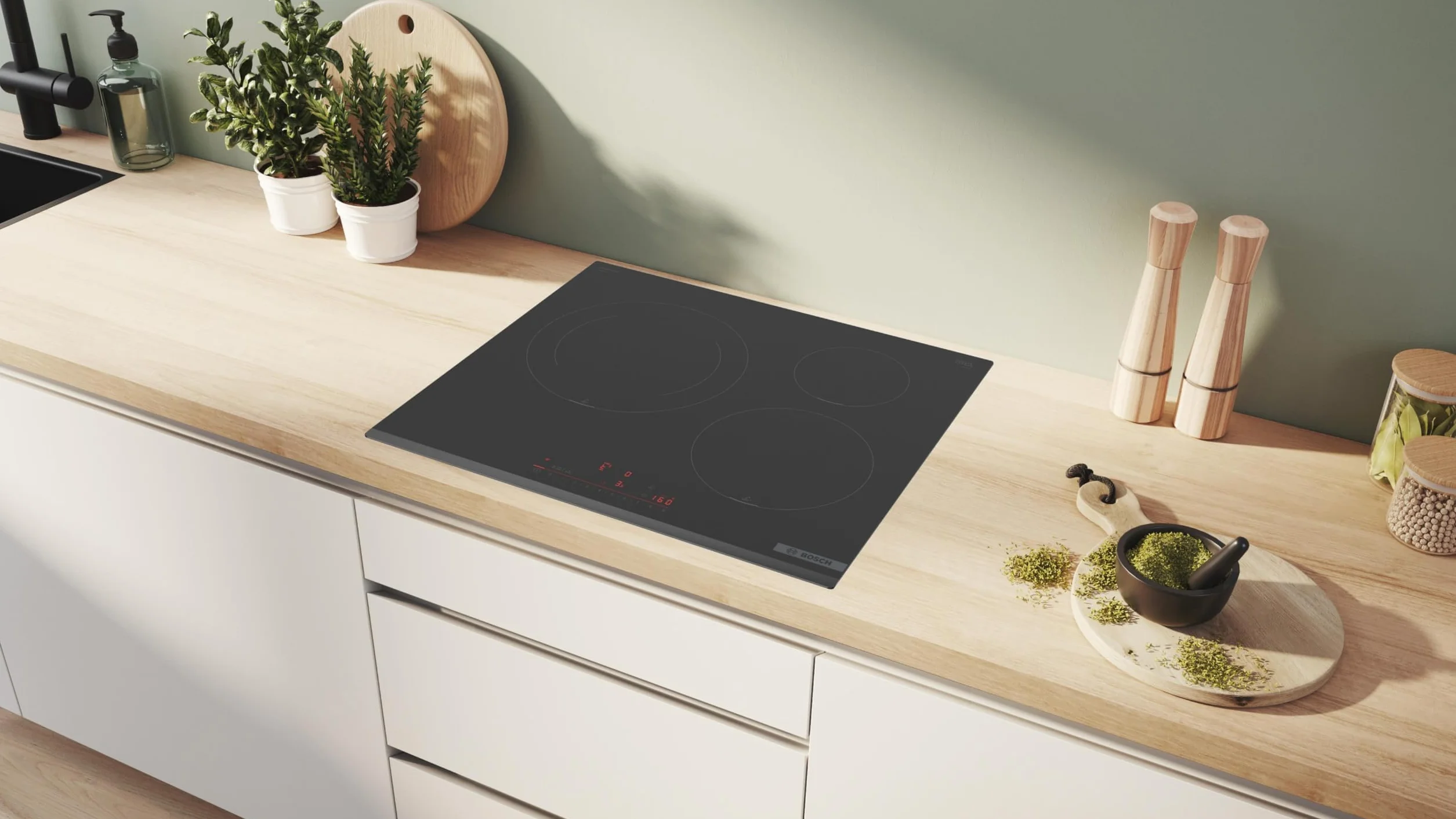 BOSCH - Płyta indukcyjna, 60 cm, seria 6, 3 strefy gotowania, elektronika DirectSelect, PerfectFry Plus, inteligentna, czarna, PIJ631HC1E