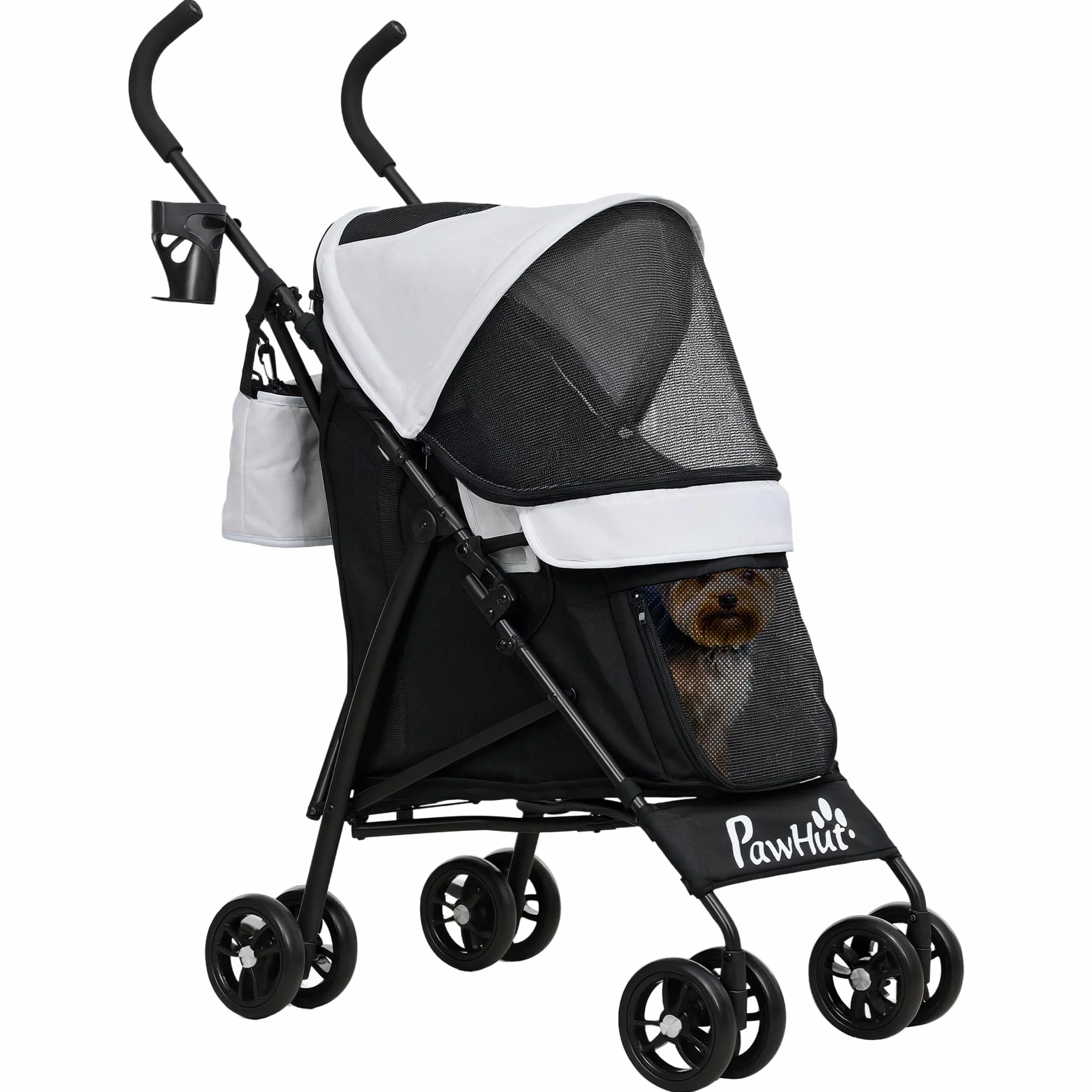 PawHut Wózek dla psa na 4 koła, składany, EVA, obciążenie 4 kg, jasnoszary