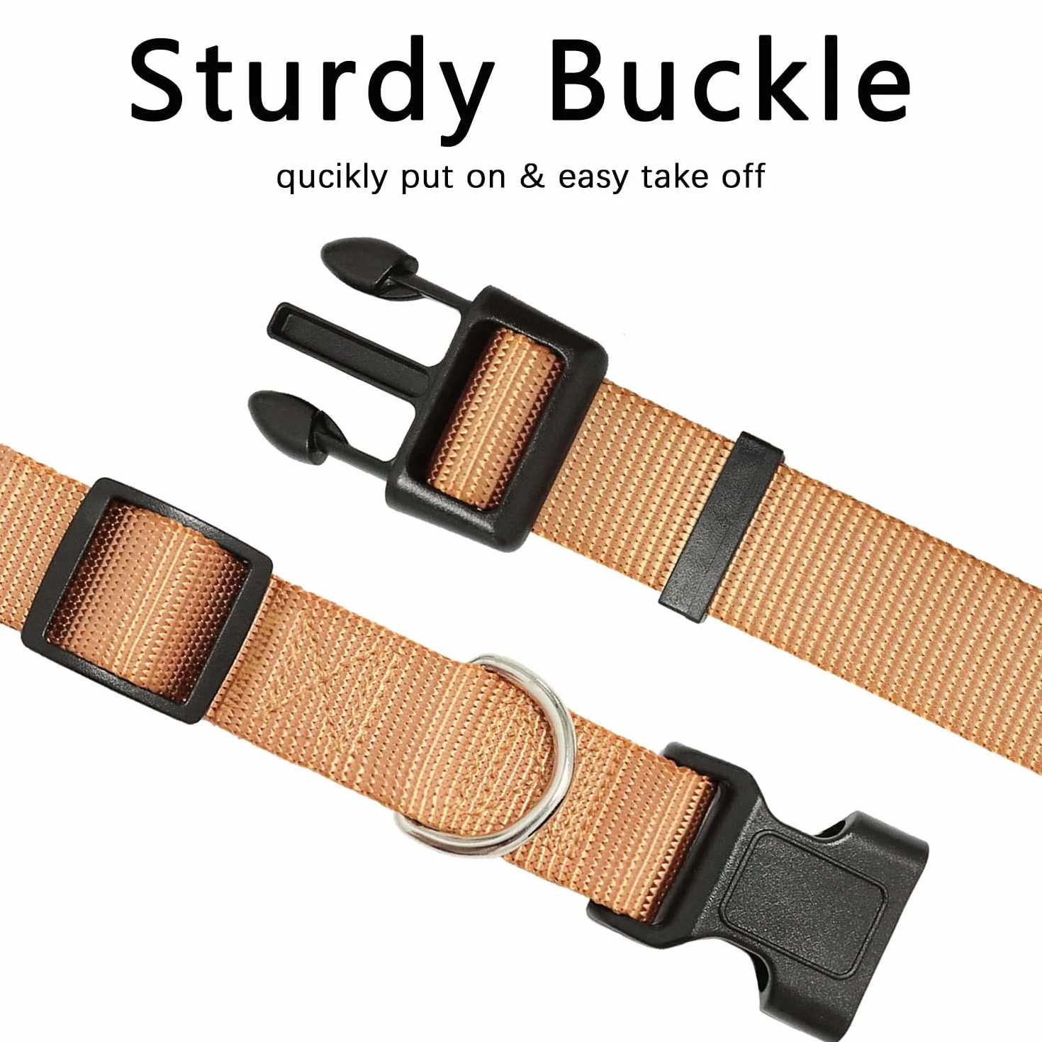 AiTodos® Brązowa Nylonowa Obroża, Szerokość: 2,5 cm, Oddychająca i Regulowana Obroża Dla Psa, Zalecany Obwód Szyi: 35-54 cm, Artykuły Dla Zwierząt Zapobiegające Gryzieniu