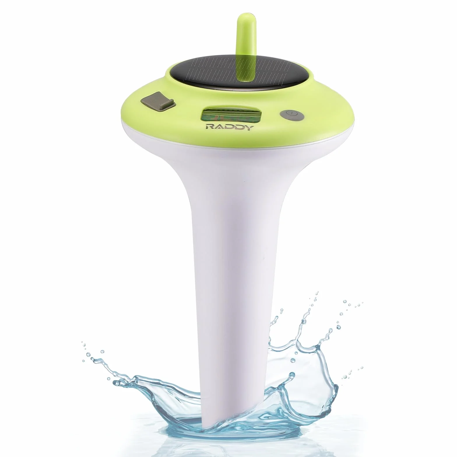 Raddy PT-5 Solar Pool Thermometer Pływający, Termometr o wysokiej dokładności, Łatwy do odczytania, IPX8, Zasilany energią słoneczną i baterią do basenów, jacuzzi, stawów, kąpieli lodowych