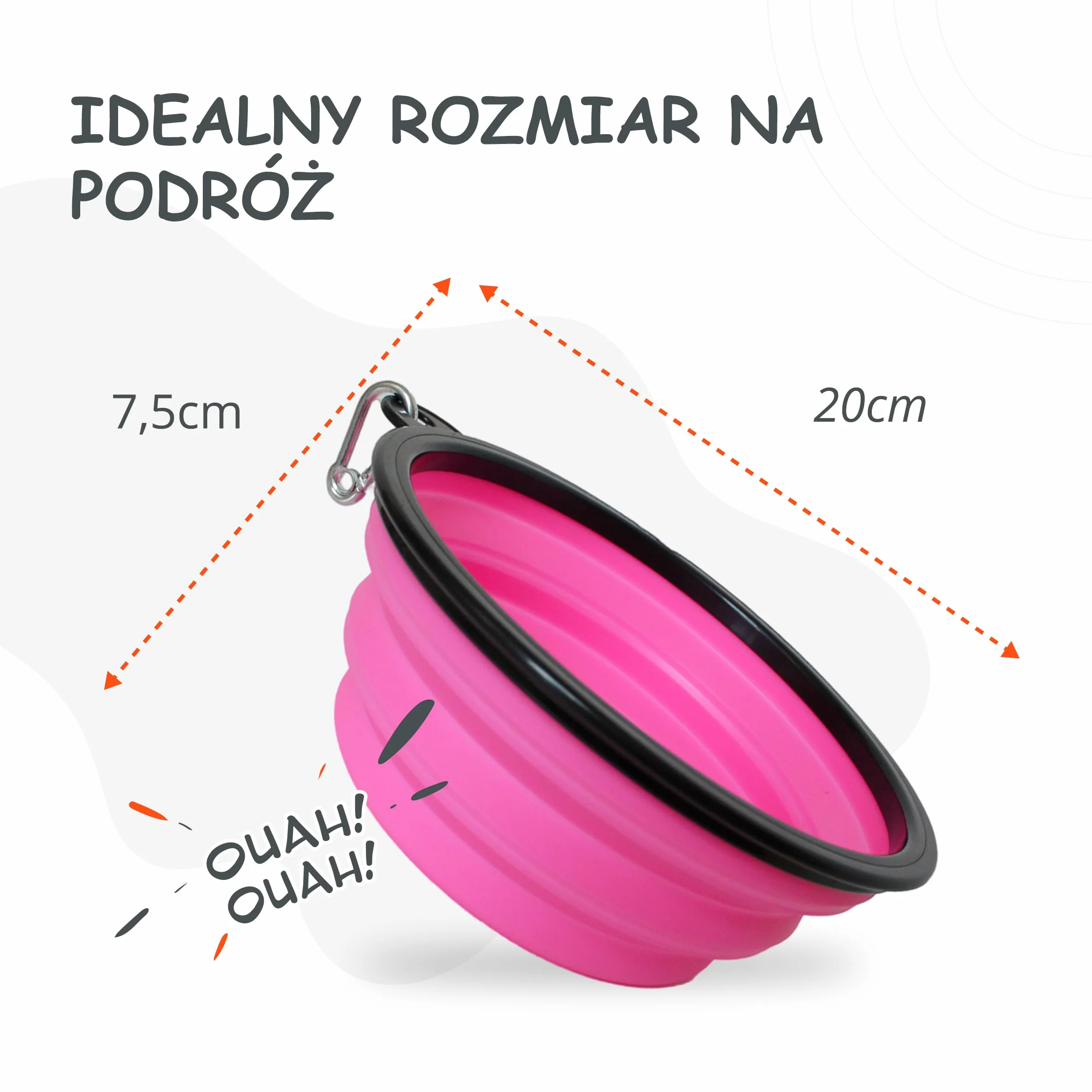 Składana miska dla psa 1500 ml podróżna różowa