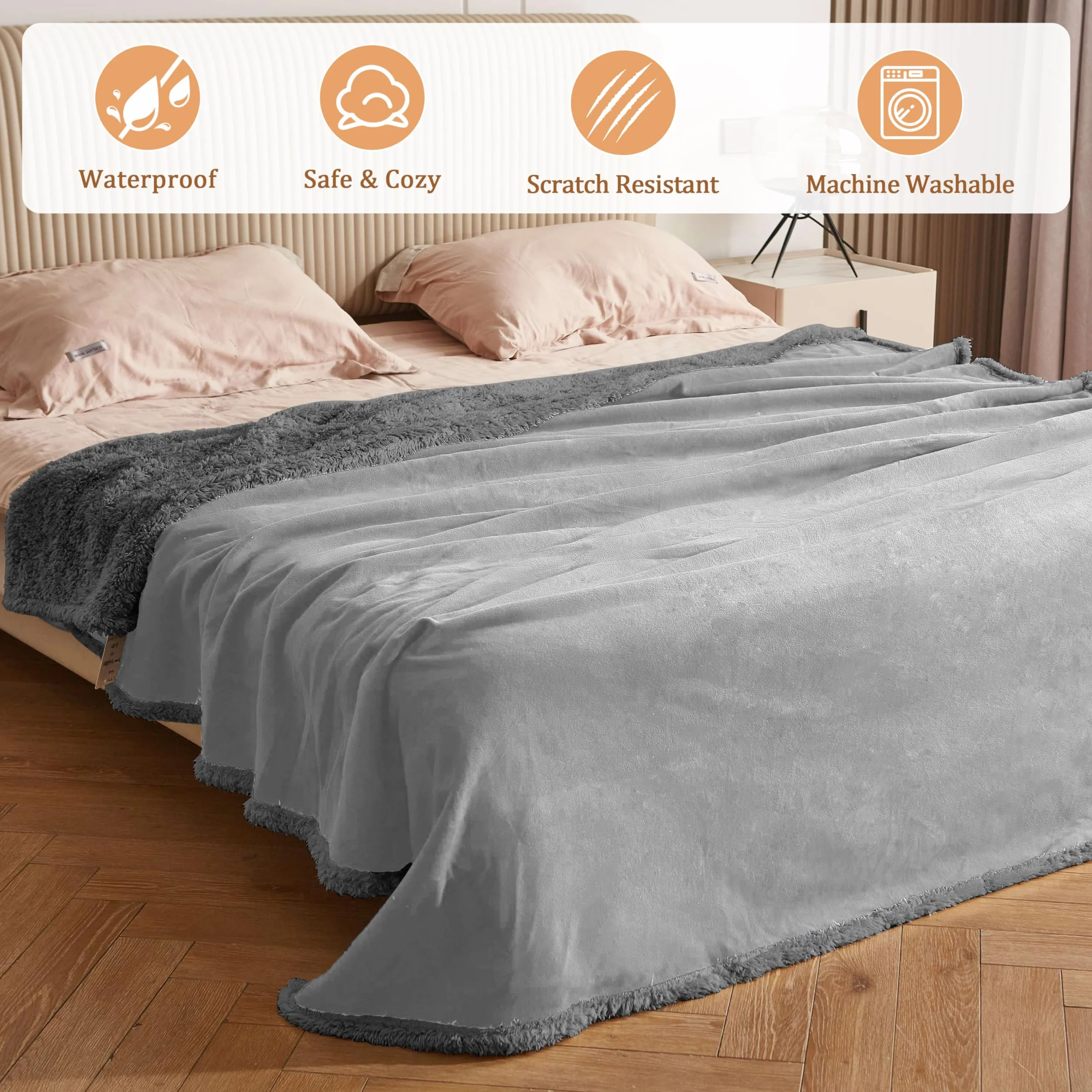 Kritter Planet Wodoszczelny koc dla psa XL 150 x 200 cm szary