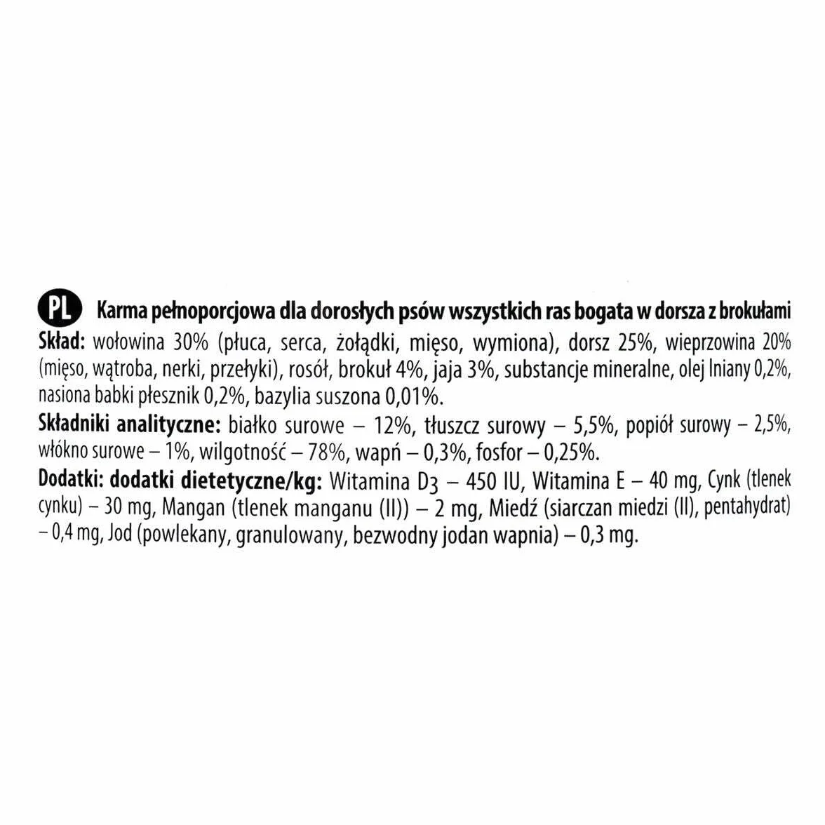 DOLINA NOTECI Mokra karma dla psa z dorszem i brokułami 800 g