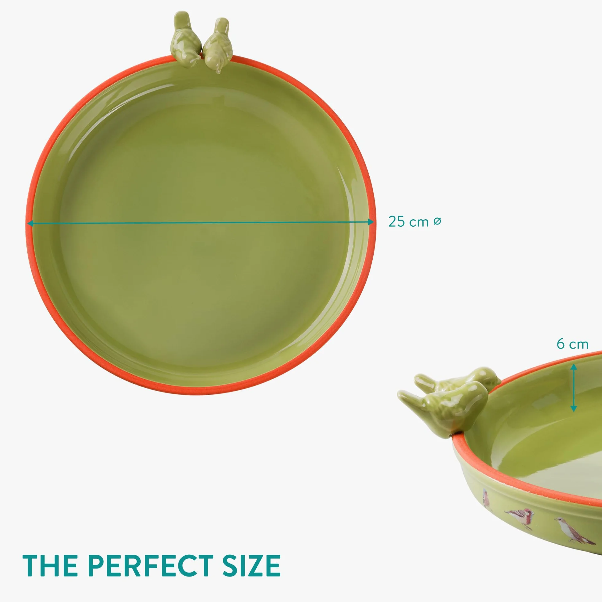 Navaris Zewnętrzna ceramiczna miska do kąpieli dla ptaków - odporna na mróz z przestronną średnicą 25 cm (9,8") - atrakcyjna kąpiel dla ptaków do ogrodu z eleganckim nadrukiem ptaków