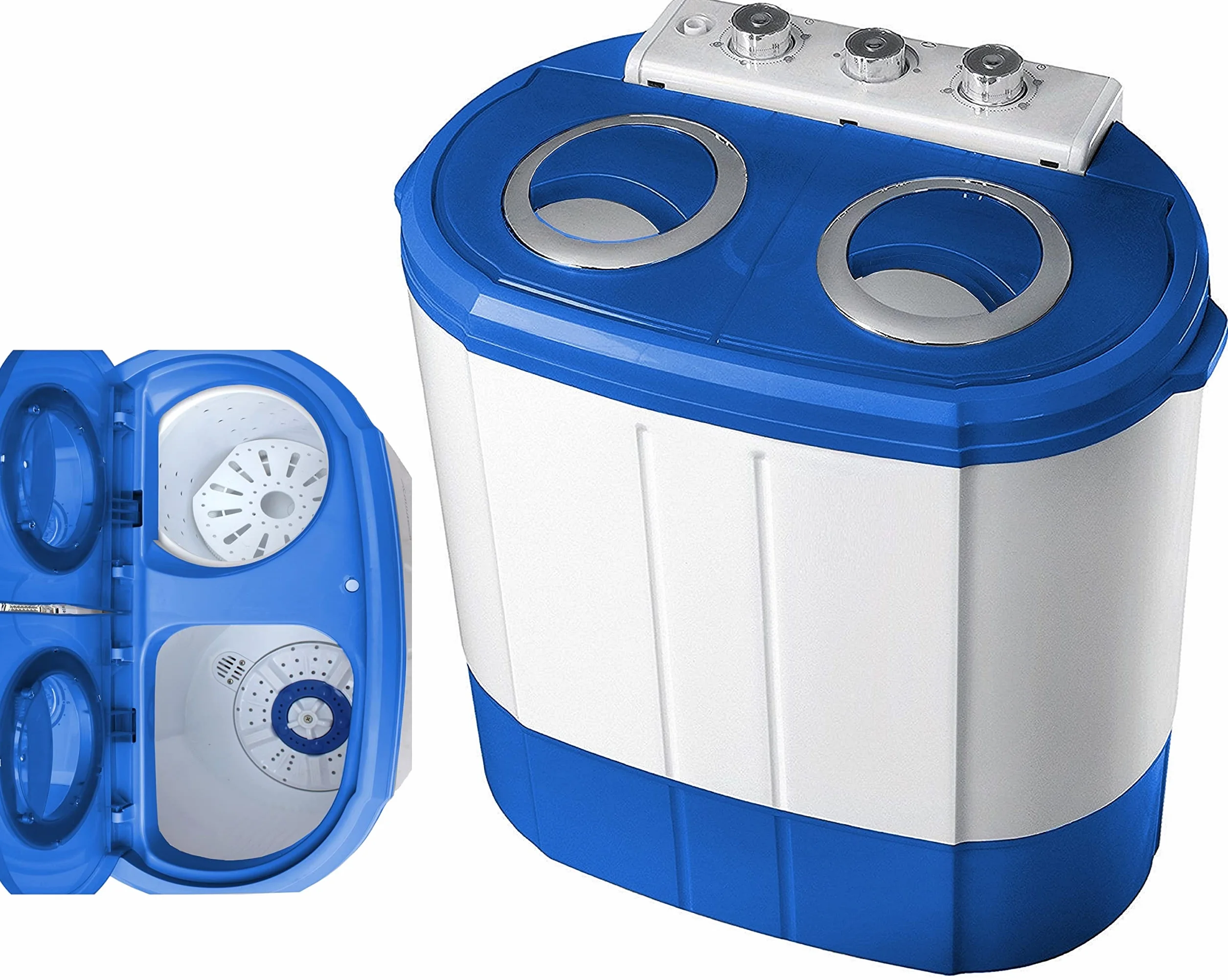 Steinborg Mini pralka z wirówką | 2 komory | pralka automatyczna do 3 kg | komora wirowania do 1 kg | pralka podróżna | mini pralka | kempingowa mobilna pralka Toploader, szara/biała