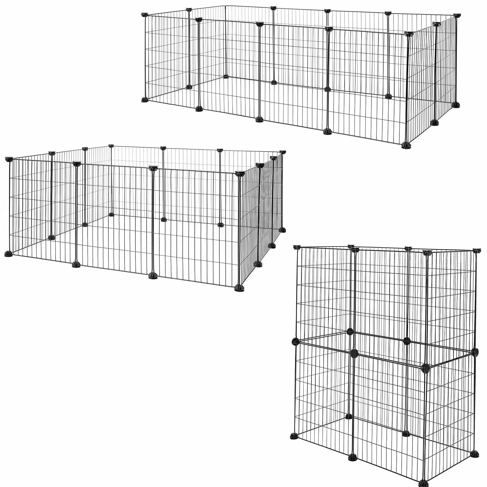 lionto Wybieg dla królików z wytrzymałego metalu, 144x74x46 cm, rozbudowywany kojec dla gryzoni, prosty system łączenia & łatwe czyszczenie, do użytku wewnątrz i na zewnątrz