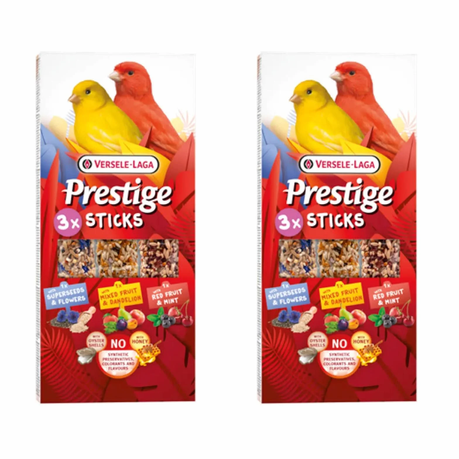 Versele-Laga Prestige Sticks Canarien Triple Variety | dwupak | 2 x 90 g | przekąska dla kanarków | bez syntetycznych konserwantów, barwników lub aromatów