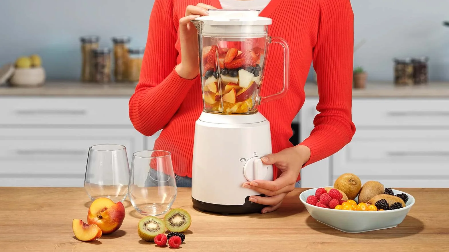 Braun PowerBlender 1, pojedynczy trójkątny mikser w szkle, 2 prędkości, funkcja kruszenia lodu, JB1050WH, 600W, biały