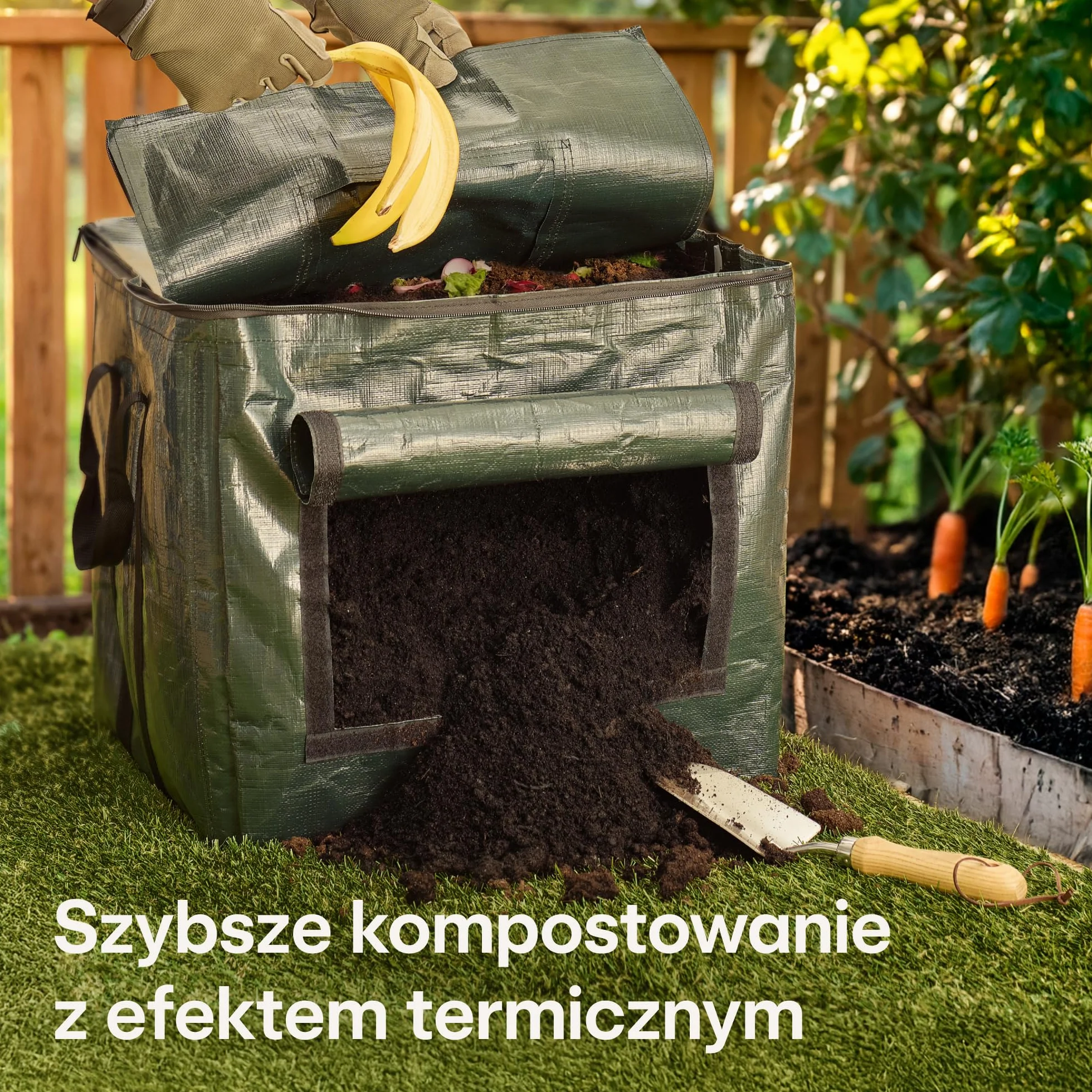 Praknu Mały Kompostownik do Ogrodu 85 L – Oszczędzający Miejsce Szybki Kompostownik z Bardzo Wytrzymałego PE – Thermokompostownik do Szybkiego Kompostowania, Odporny na Warunki Atmosferyczne